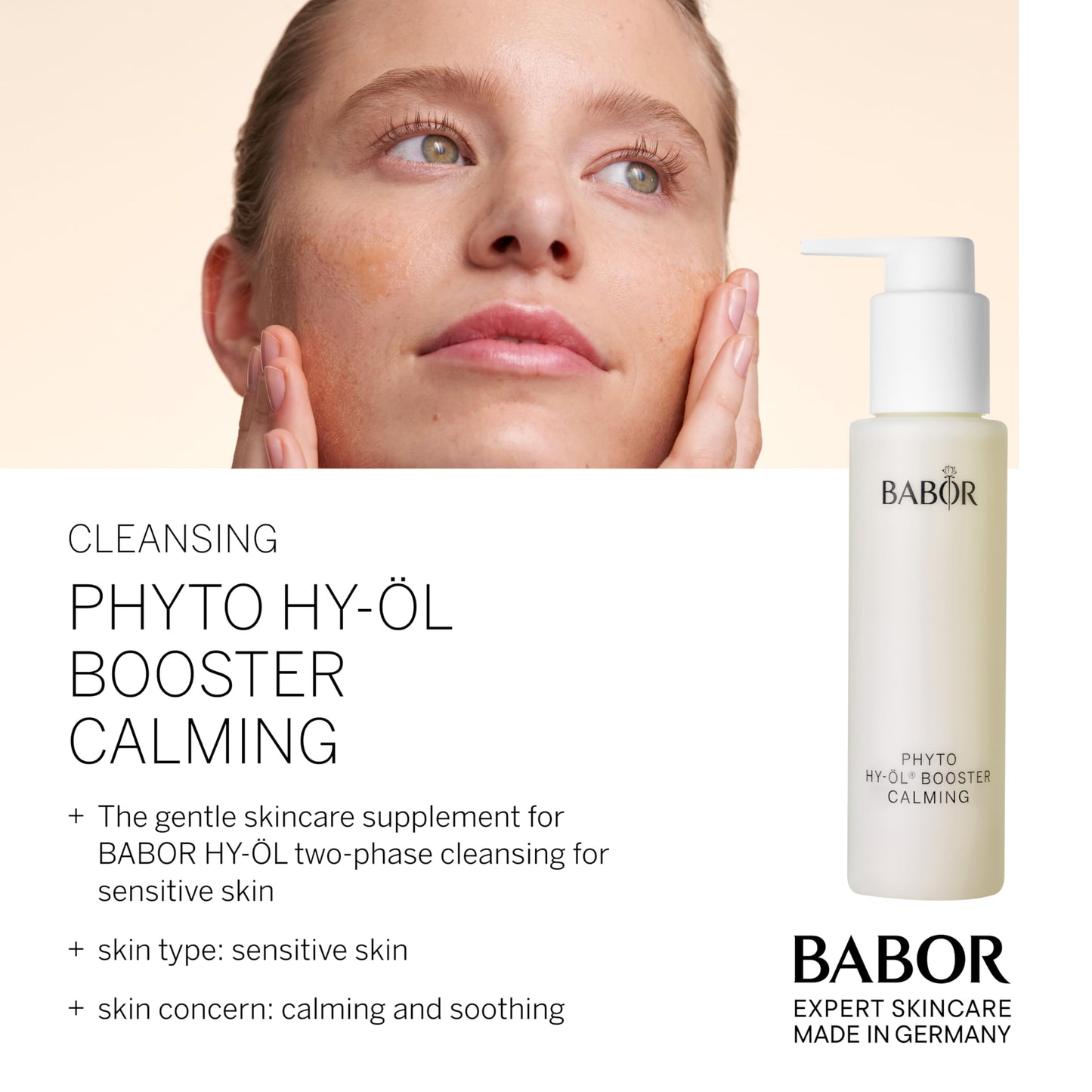 BABOR Phyto HY-OL Booster Calming for Sensitive Skin, Facial Cleanser for Use with Hy Oil, with Lime Blossoms, Vegan Formula, 100 ml