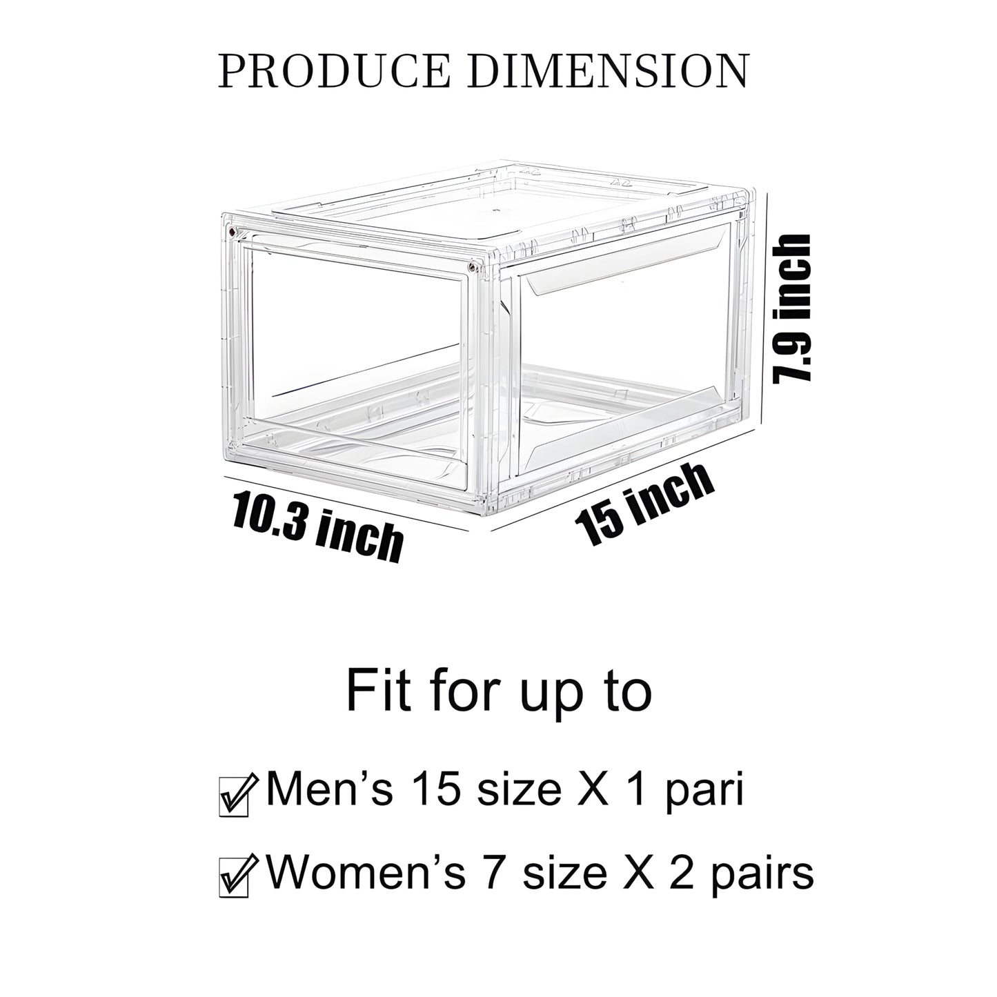 12 Pack Acrylic Clear Shoe Boxes– Ultra Clear Plastic Stackable Sneaker Storage For Sneakerhead. Professional Grade Shoe Display Case with Magnetic Door .Boots and Hat Organizer.Fits US Size 15