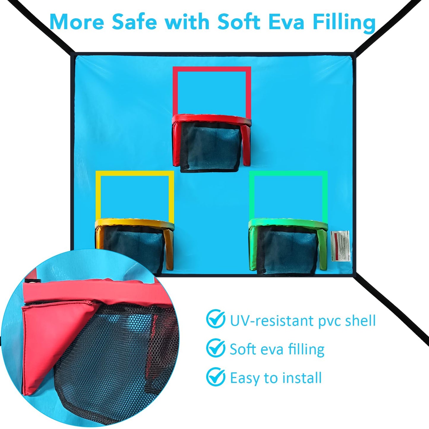 Trampoline Basketball Hoop With 3 Hoops and Balls - Lightweight, Universal Attachment, Easy to Install