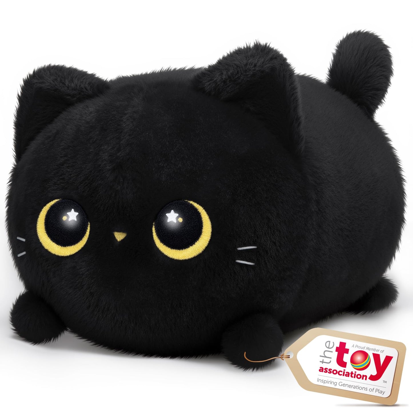 Mewaii Black Cat Plush, Cute Cat Plushies Toy, Soft Kitten Plushie Cuddle Pillow, Anime Plushie Doll, Cute Stuff Toys Gift for Girls, Boys and Males (16 Inch)