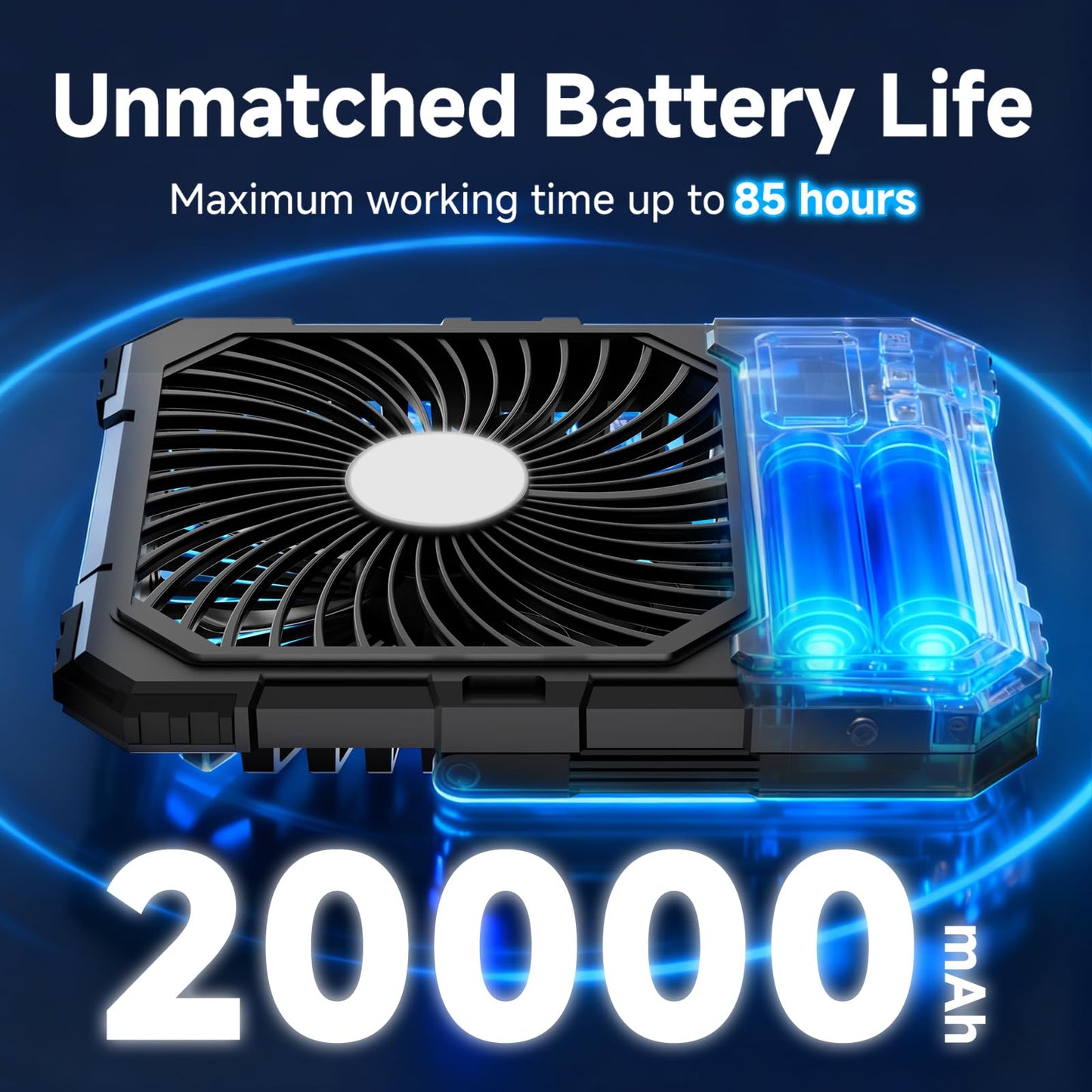 TYJONX 20000mAh Rechargeable Battery Powered Fan, Up to 85H Runtime Rechargeable Fan with LED Light, Ultra-thin Portable Camping Fan for Home, Outdoor, Tent, Travel,Cruise Ship Essentials