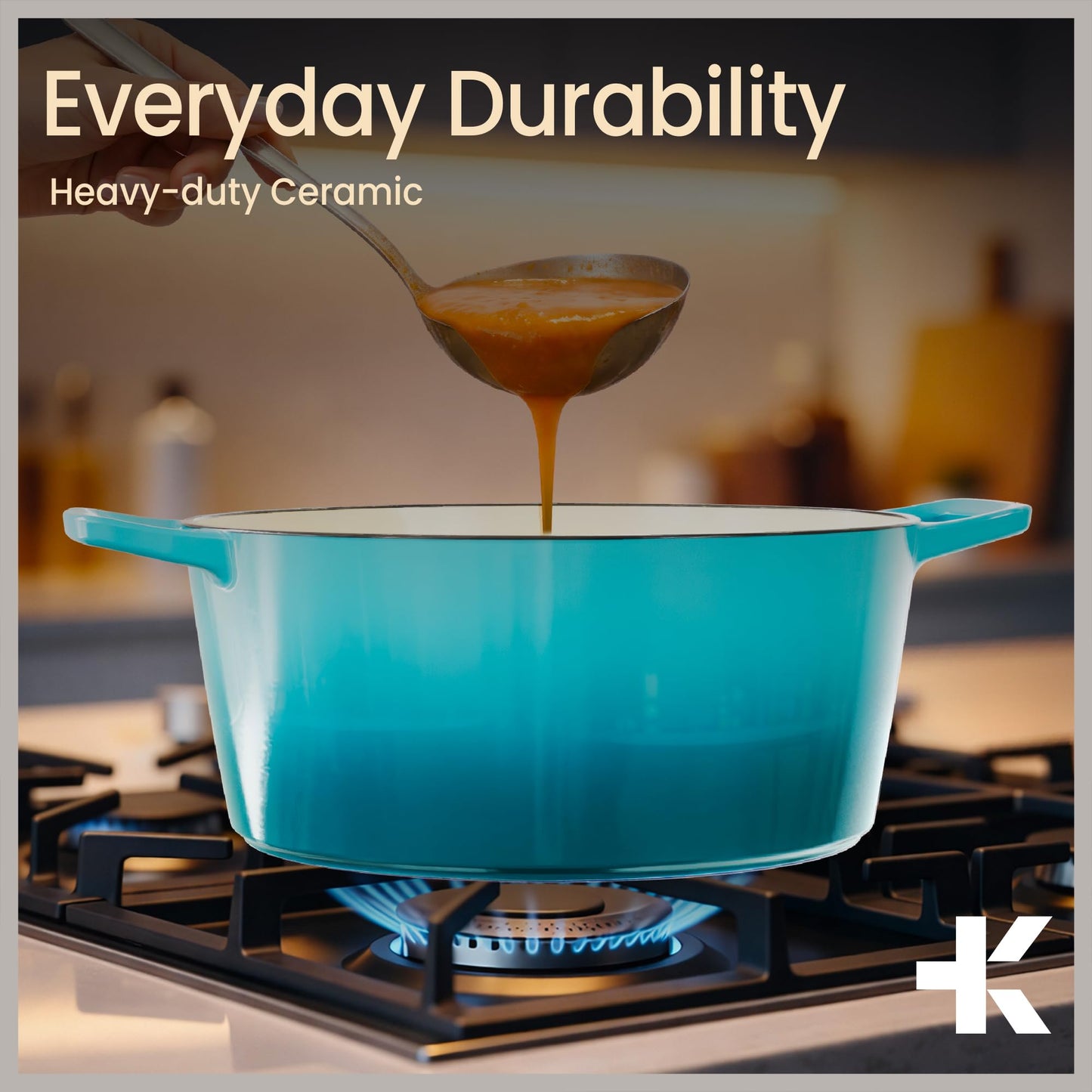 Bakken Enameled Cast Iron Dutch Oven Pot, 6QT Dutch Oven for Bread Baking, Braising & Roasting, Kitchen & Campfire Cooking, Moisture-Locking Lid, Oven Safe Up To 500°F, Works on All Cooktops, Teal