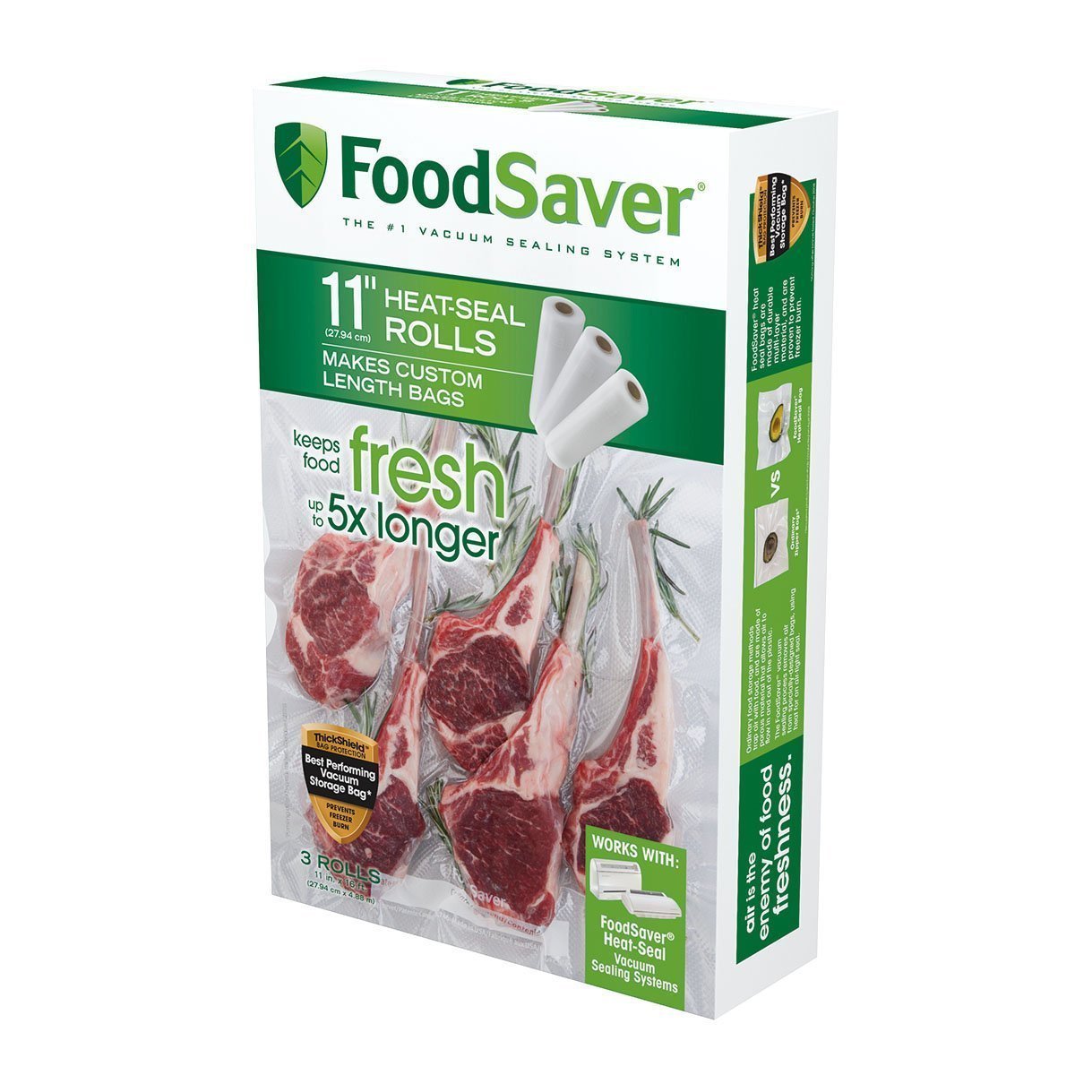 FoodSaver Custom Fit Vacuum Sealer Bags, Airtight Food Storage and Sous Vide Rolls, BPA-Free, 11 x 16' (Pack of 3)