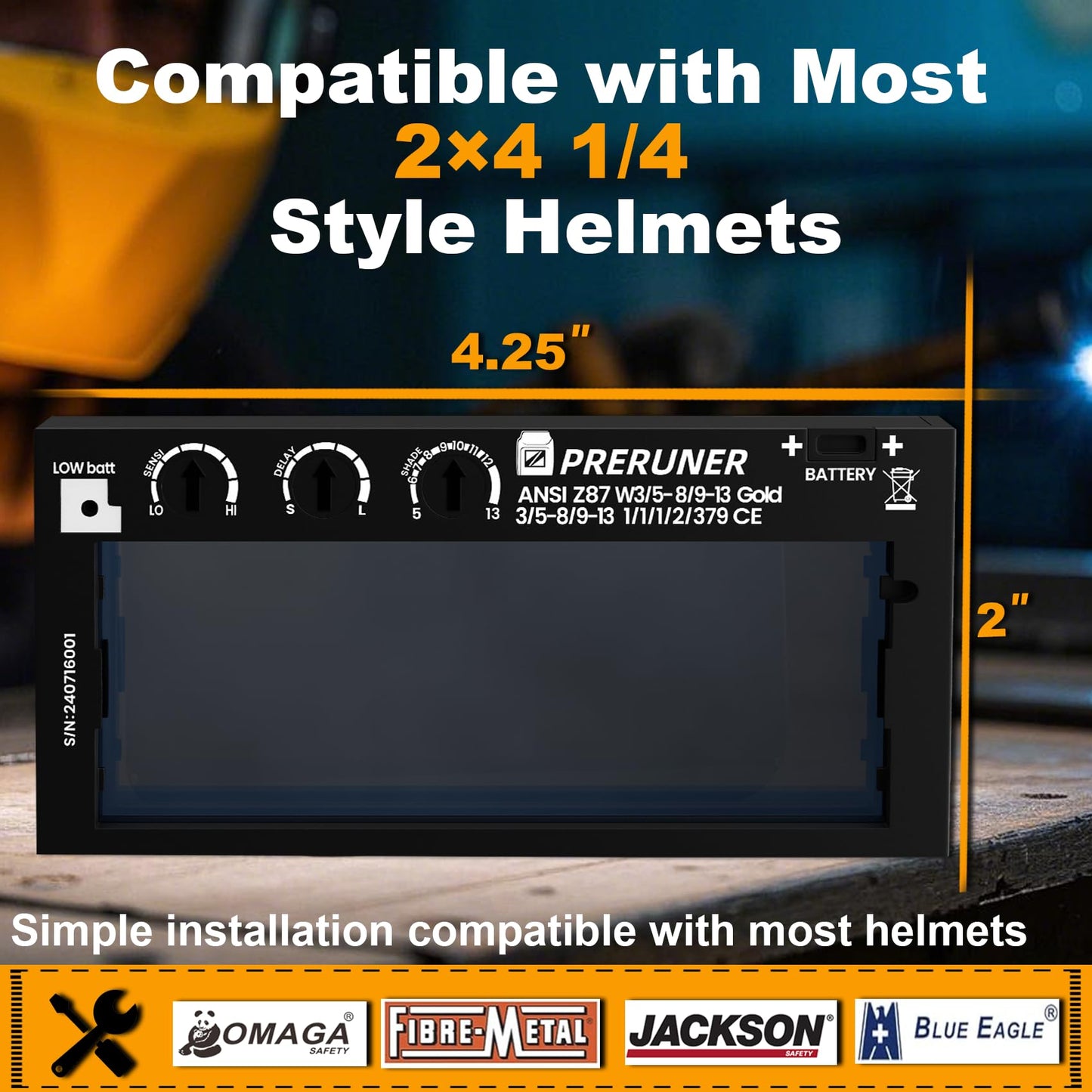 Shade Adjustable Series | HD Shade Range 5-13 Auto Darkening Welding Lens (9 Shades In 1) | 2" x 4 1/4" x 0.33" | No Cating | Ture Color View | Sensitivity & Delay Adjust