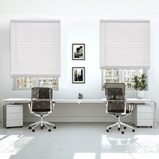 DEZ FURNISHINGS Cordless 1" Mini Blind with Flexible Slats, 48" W x 64" H, Pearl White