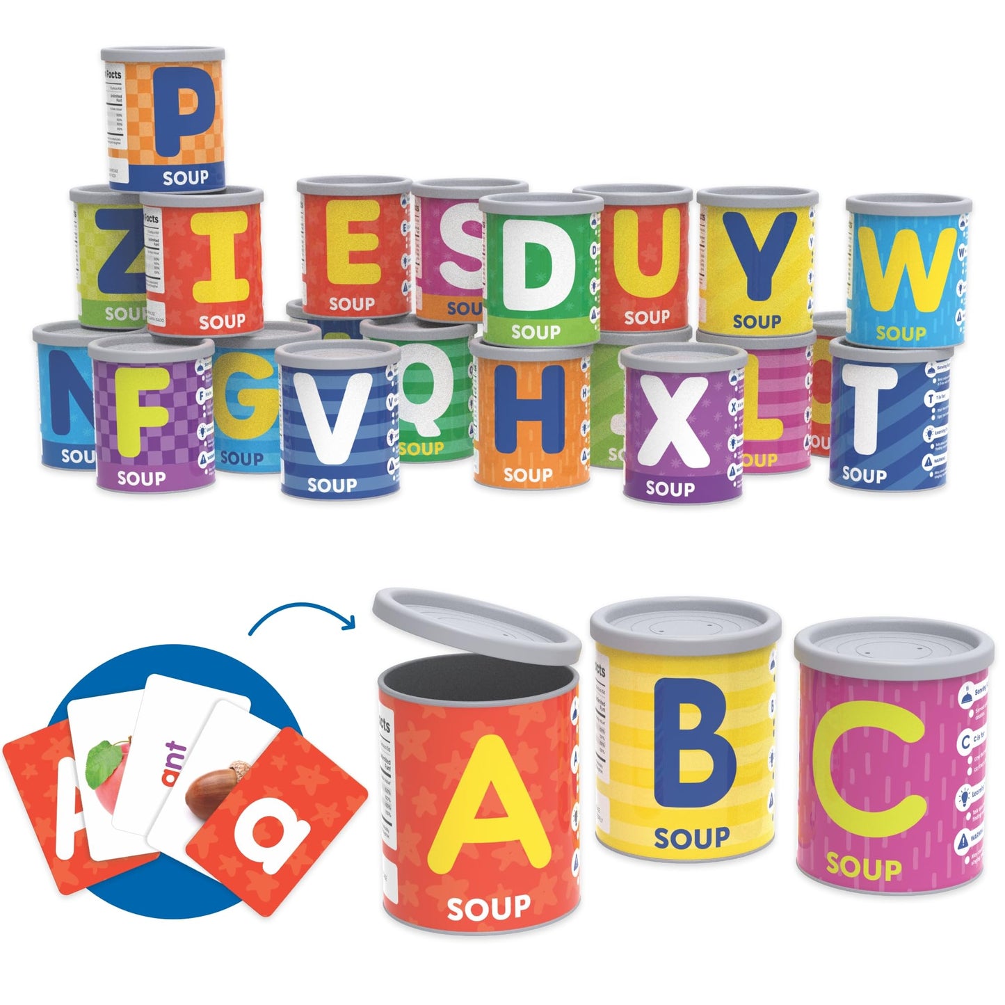 Learning Resources Alphabet Soup Sorters - Early Phonics Manipulatives, ABC Awareness Recognition, Reading Readiness, Language Development, Toddler Activities, Fine Motor Skills, Gifts for Kids