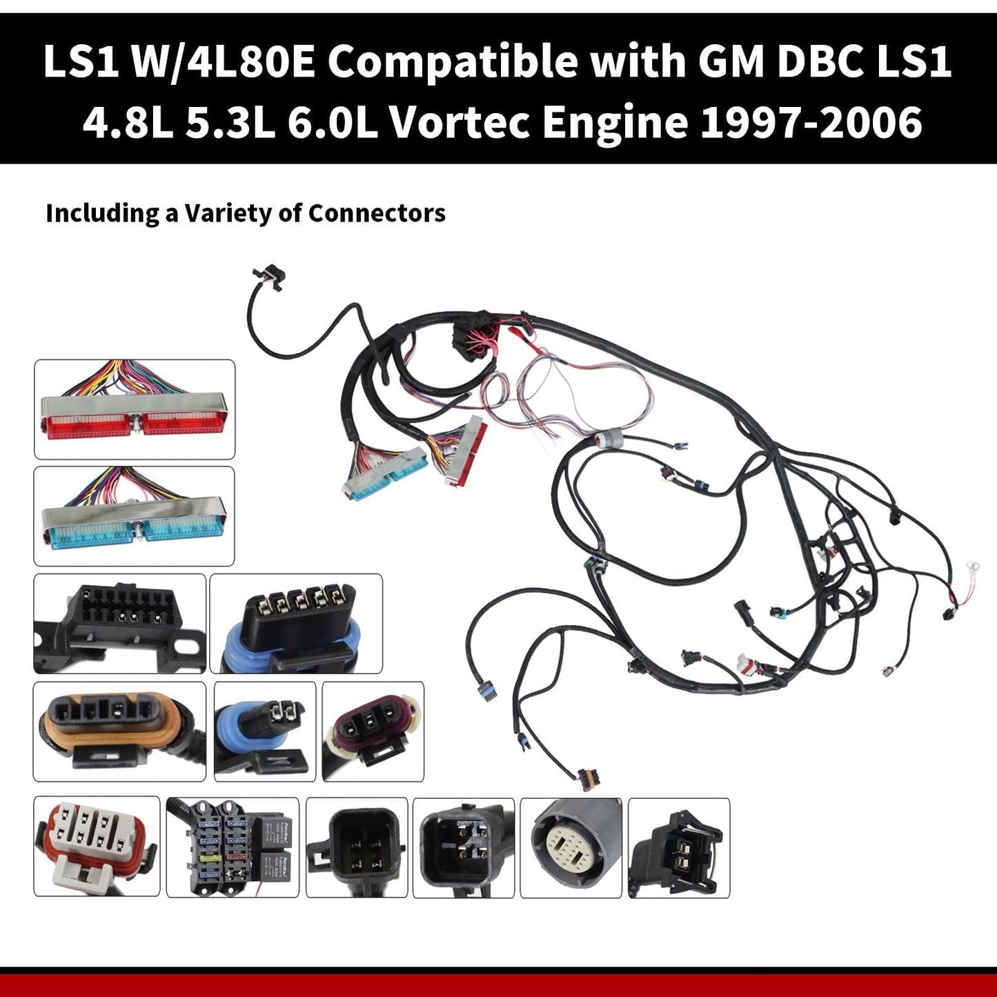 Nakkaa 4L80E Stand Alone Wiring Harness Compatible with DBC LS1 1997-2006 w/ 4L80E 4.8L 5.3L 6.0L Vortec Engines Drive by Cable Throttle Body
