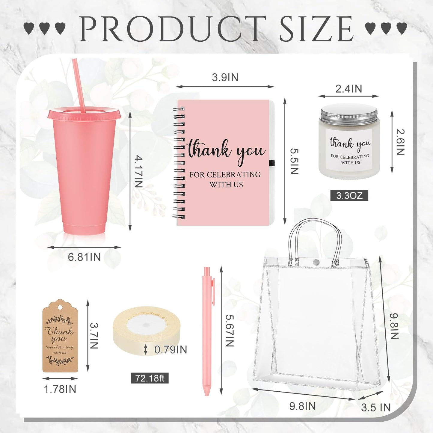 Nuogo 6 Sets New Parent Shower Prizes for Player Winners Adults Include Plastic Tumbler Notebook Scented Candles Ballpoint Pen Gift Bag, Party Player Winner Gifts (Morandi Color,Classic Style)