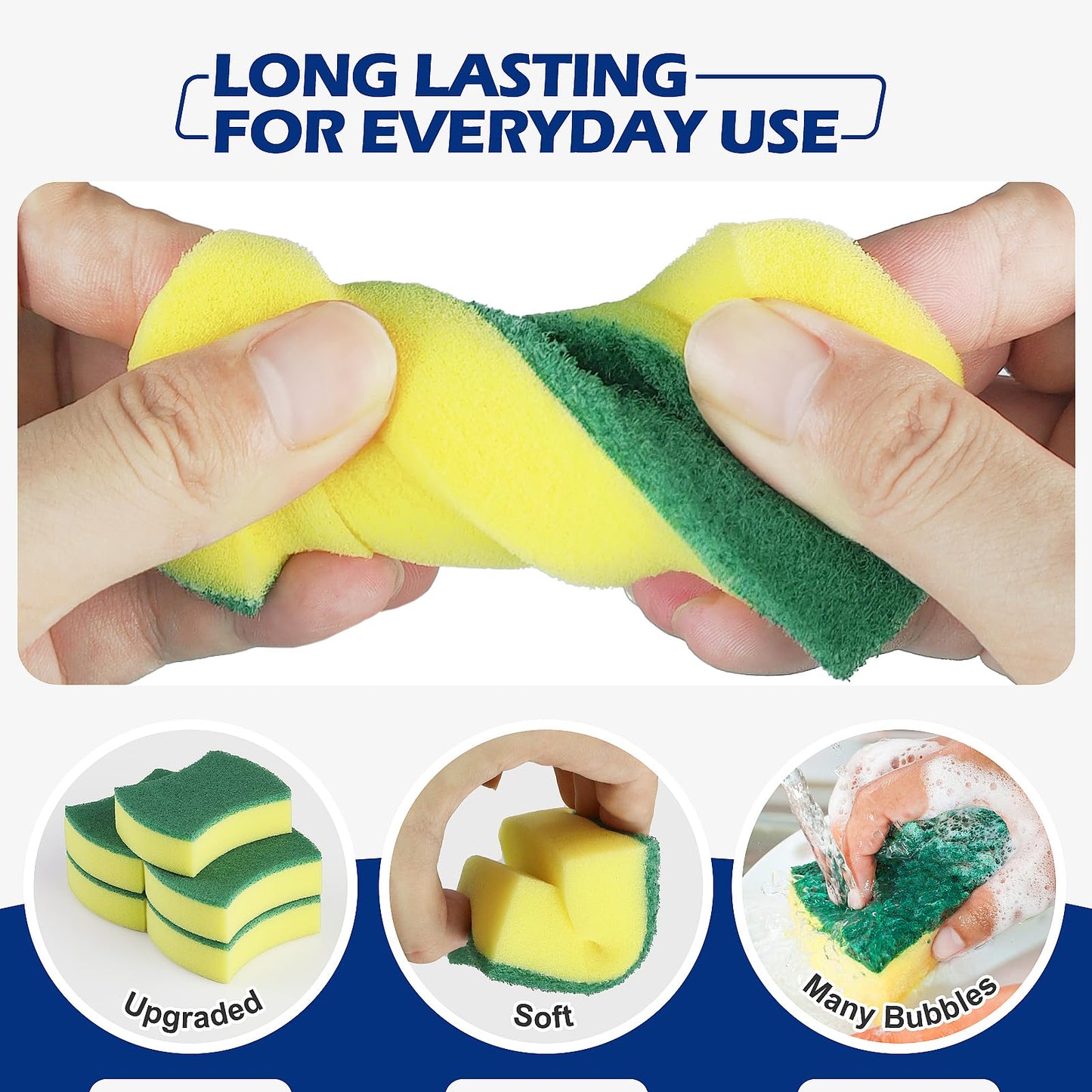 300 Pack Kitchen Cleaning Sponges, Eco Non-Scratch for Dish,Scrub Sponges