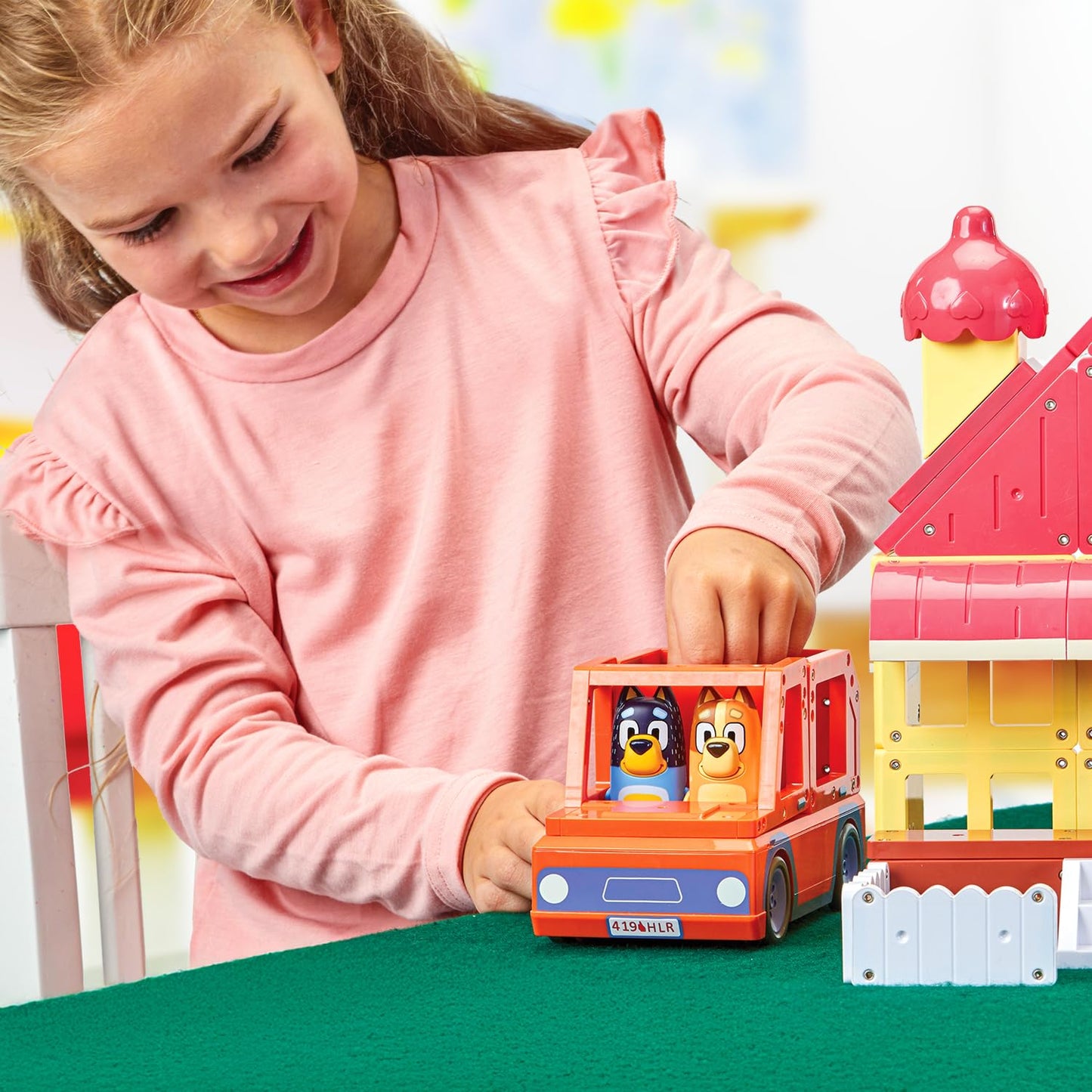 Tile Town Bluey Heeler Family Home 46-Piece Magnetic Tile Playset, Interactive STEM Magnetic Tiles Toys, Includes Bluey & Bingo Figures, Action Tiles