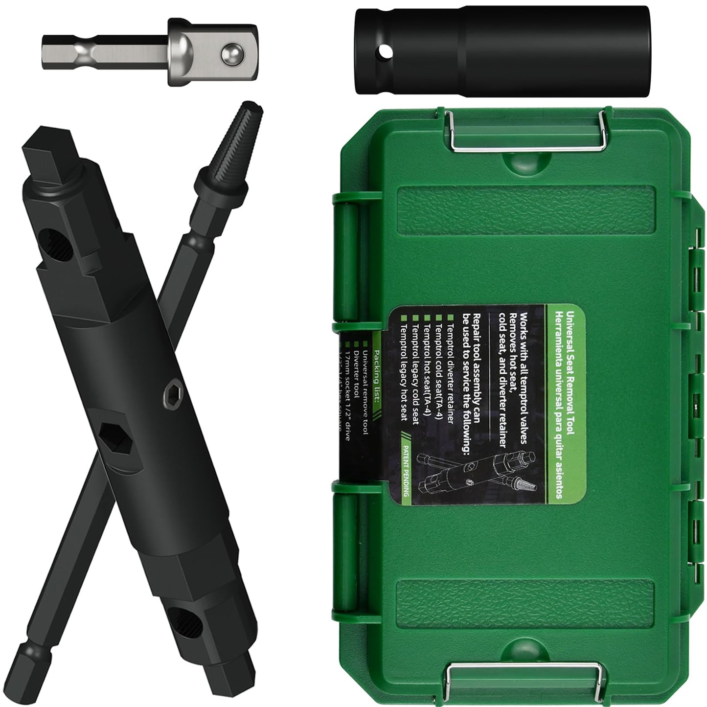 T35C-PRO Temptrol Universal Seat Removal Tools for Symmons, Professional Multi-Function Removal Tool Removes Hot Cold Seats, Manual and Electric Use, Steel Construction