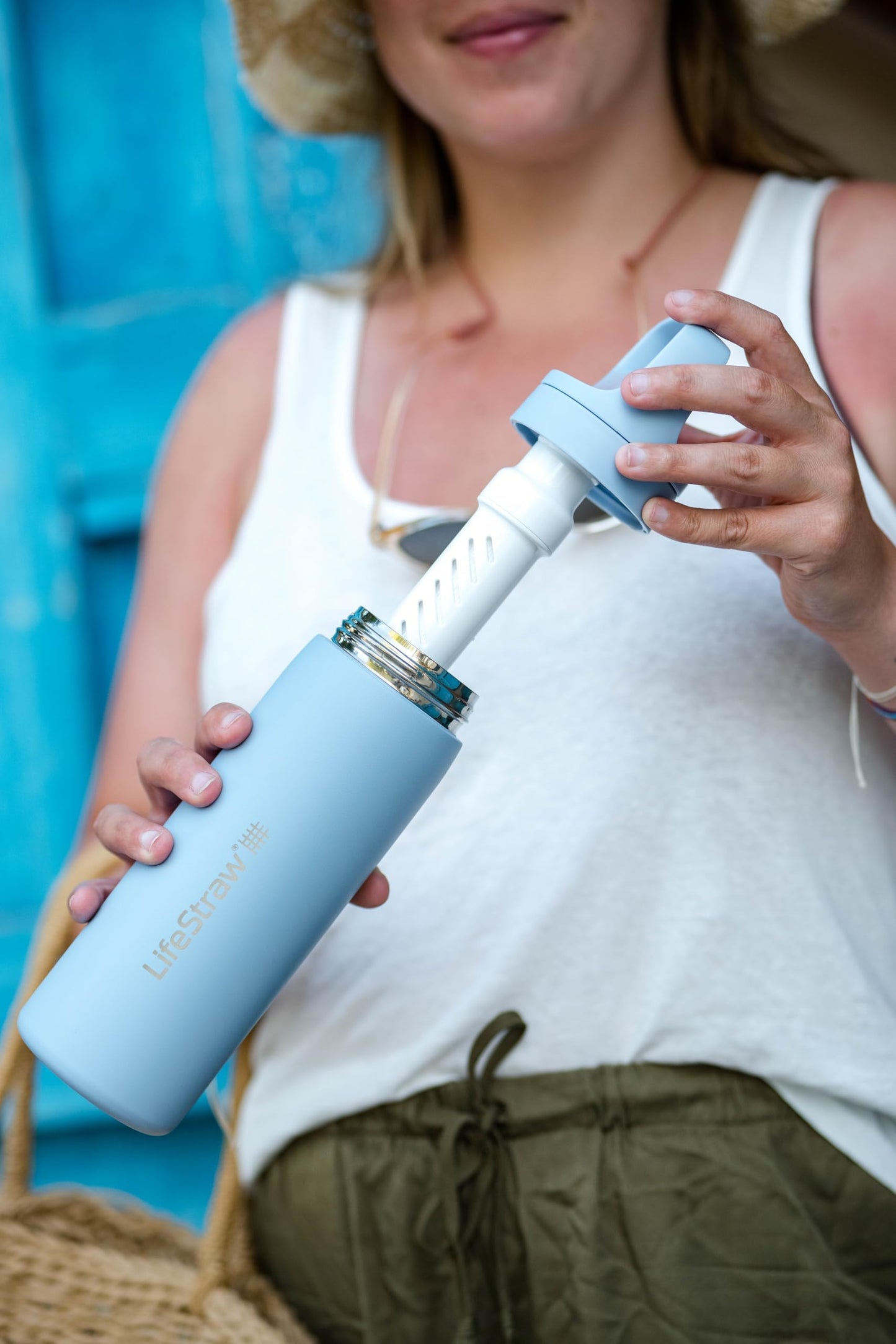 LifeStraw Go Series — Insulated Stainless Steel Water Filter Bottle, 18oz, Kyoto Orange, Removes Bacteria, Parasites, Microplastics, Improves Taste