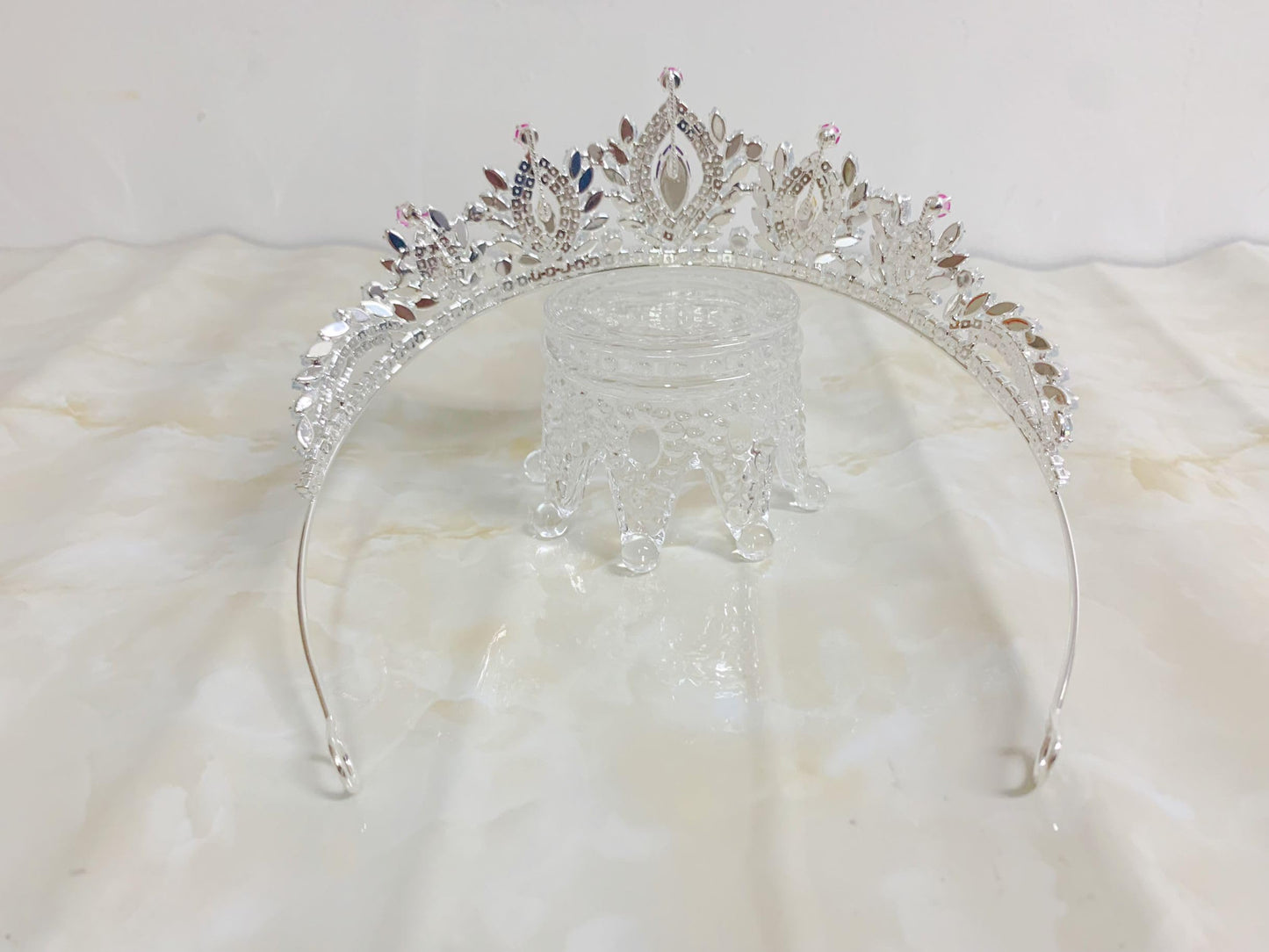 ZECAA Crystal Tiara Crown Headband Princess Elegant Crown With Natural Amethyst Citrine Pink Topaz Gemstone Women Lady Bridal Wedding Prom Birthday Party Girl Gift