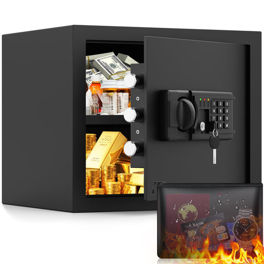 2.0 Cuft Safes for Home, Fireproof Safe Box, Home Safes Fireproof Waterproof with Electronic Keypad & Fire Proof Bag, Removable Shelf, Smart Alert, Safe Box for Home Documents Money Medicine