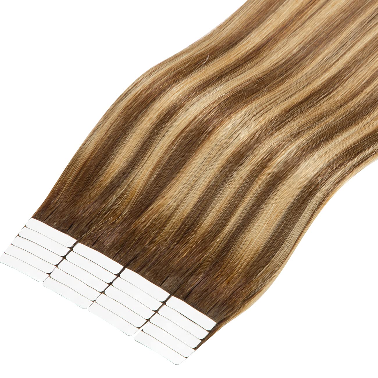Lacer Hair Tape in Hair Extensions Human Hair 20 Pieces 50 Grams Balayage Chocolate Brown to Caramel Blonde with Chocolate Brown Roots Tape in Hair Extensions 16 Inch R#4-4/27