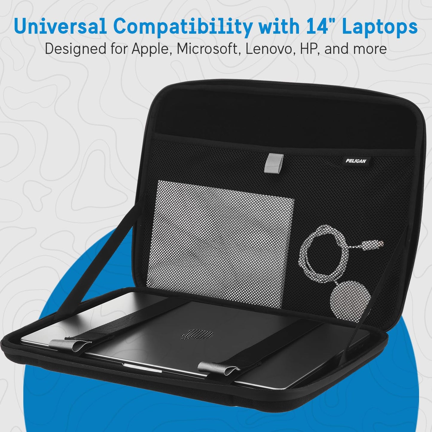 Pelican Adventurer Laptop Bag/Case 14.2 Inch - Elastic Carrying Handle, Secure Zip Lock, Waterproof, Scratchproof, Heavy Duty Laptop Sleeve for All Laptops 12 to 14.2 Inches - Black