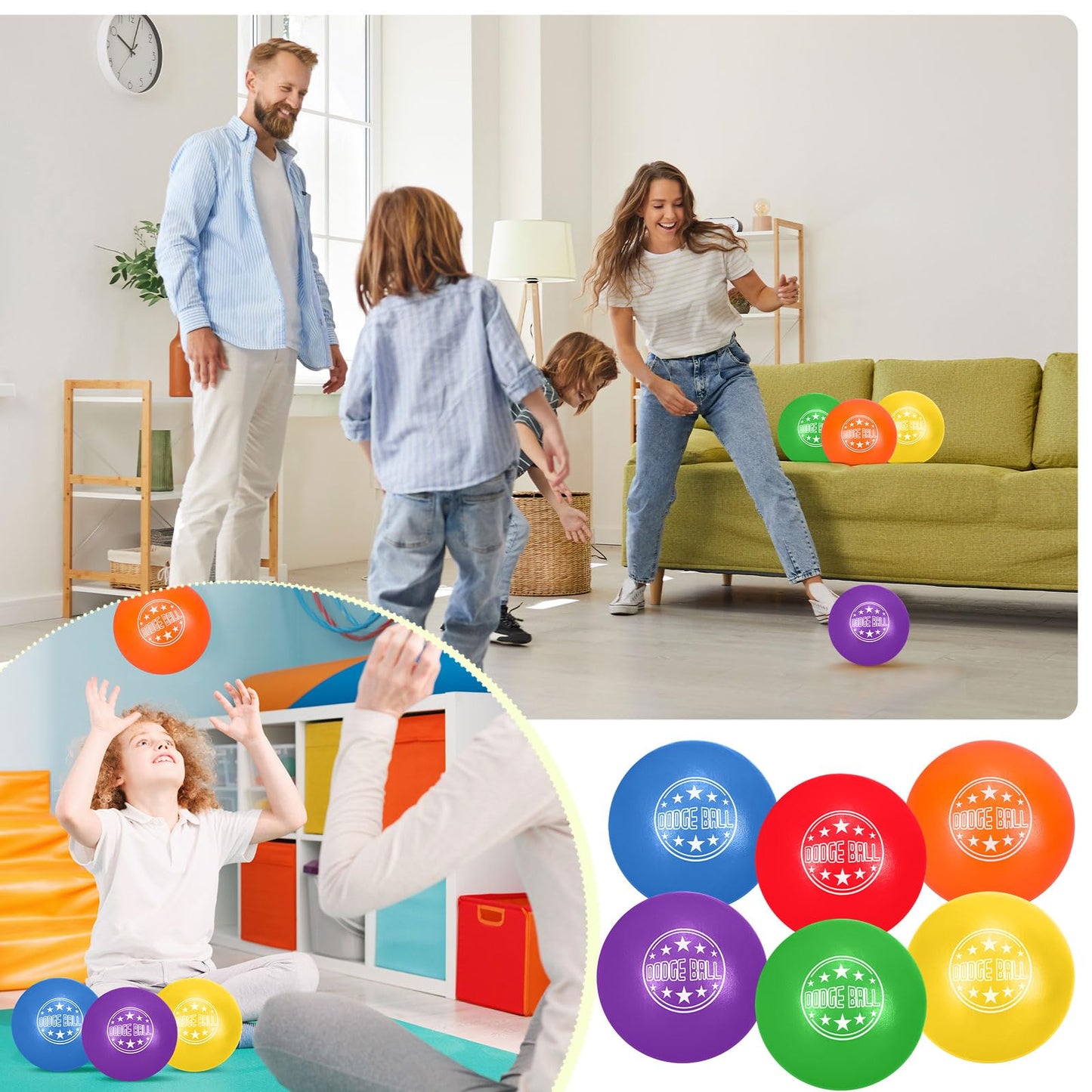 Jerify 12 Pcs Foam Dodgeball Set 6 Inch Soft Skin Foam Playground Dodgeballs Bulk, Low Density for Non Sting Dodgeball Sports Equipment for Kids and Adults