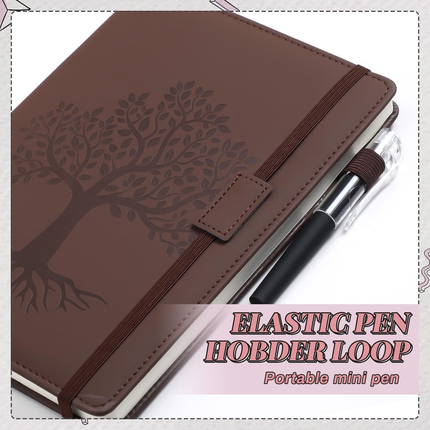 Estune 10 Pack Lined Journal Notebook A5 Tree of Life Hardcover Leather Journal with 10 Pen, College Ruled Notebook for Travel, Business, Work, Office, School Note Taking Diary(Soft Color)
