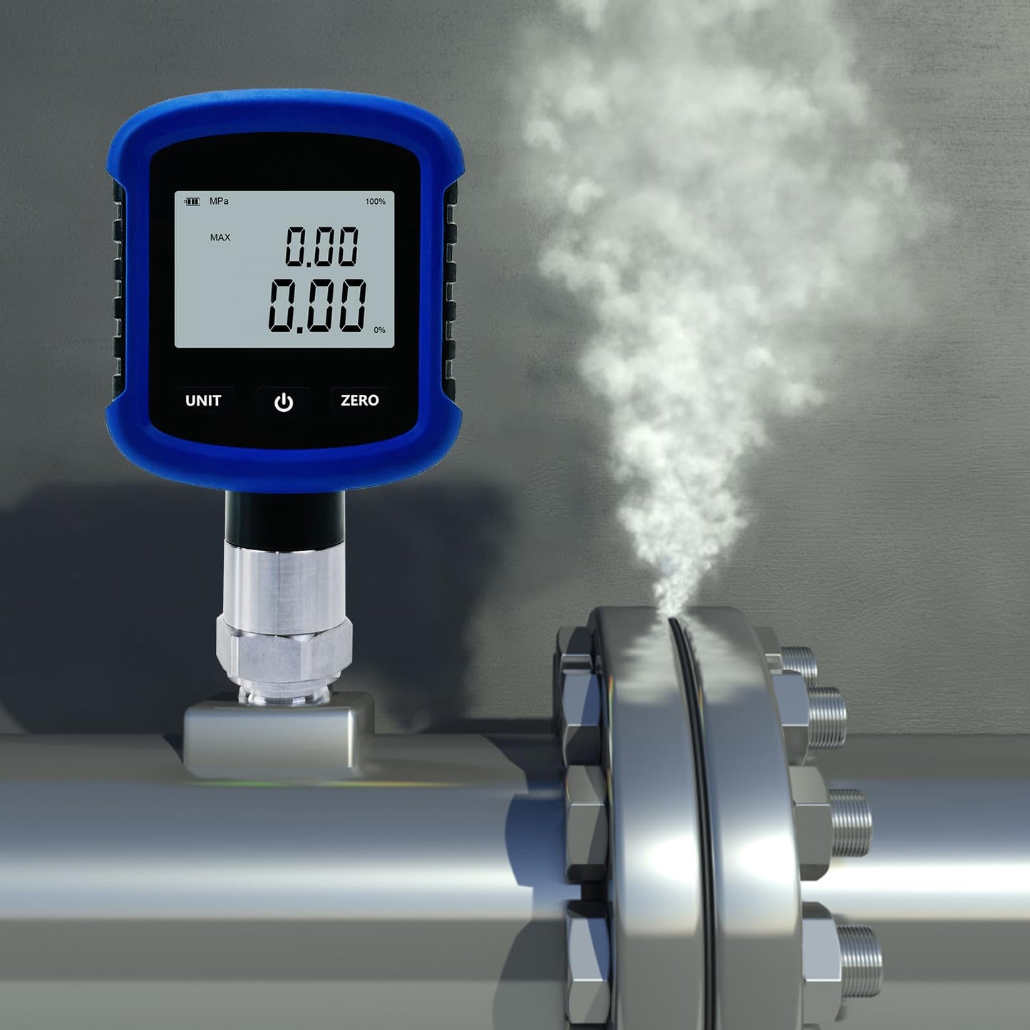 S281 High Precision 10000PSI 70Mpa Digital Hydraulic Pressure Gauge 0.2% FS Accuracy Air Manometer 1/4 Inch NPT Thread with Bluetooth Connection for Mobile Phone and 330° Rotation
