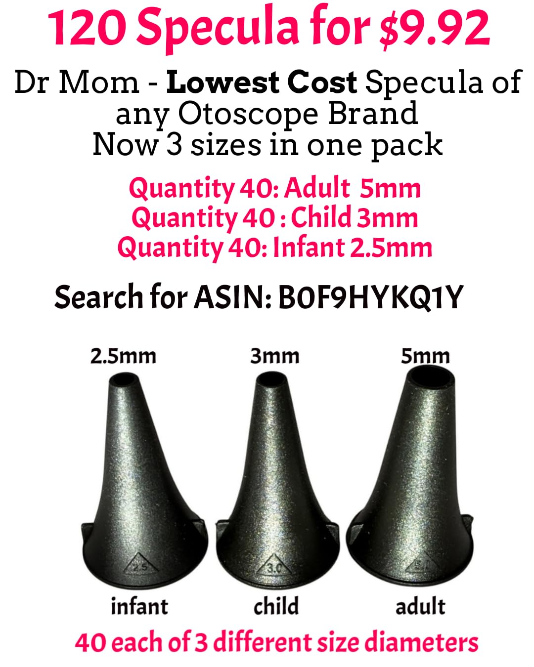 5th Gen Dr Mom Professional Otoscope - Full-Size with Our Largest Lens, Complete with Batteries and Hard Travel Case