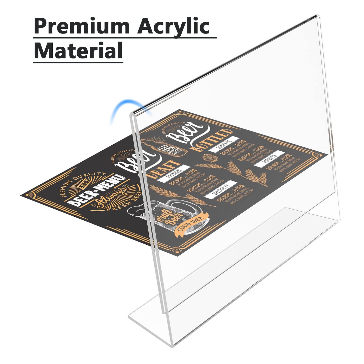 MaxGear Acrylic Sign Holder 8.5x11 Inches Horizontal 12 Pack, Slant Back Clear Tabletop Display Stands for Flyers Menus Documents, Landscape Sign Frames