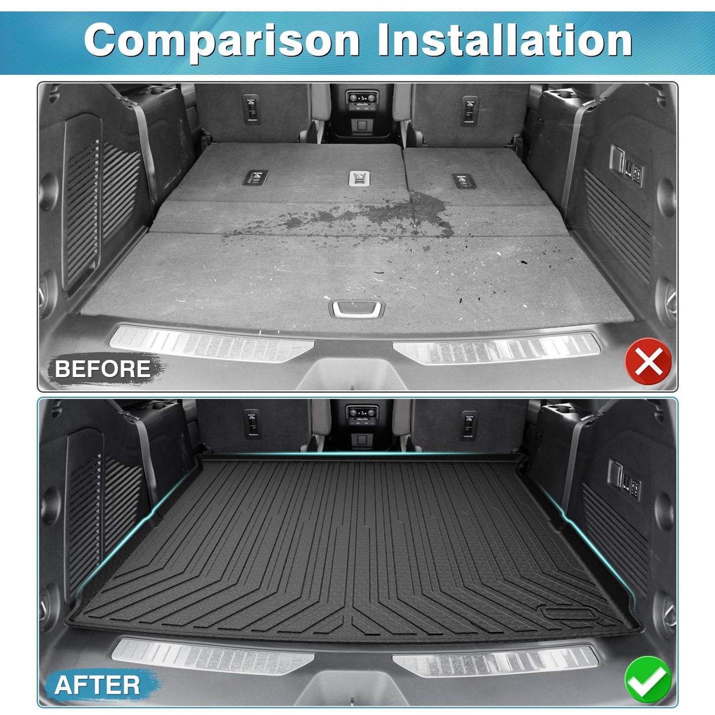 Mixsuper Cargo Liner for 2021-2025 2026 Chevrolet Tahoe/GMC Yukon, Behind The 2nd Row Seats, All Weather Cargo Mat Rear Trunk Liner Black
