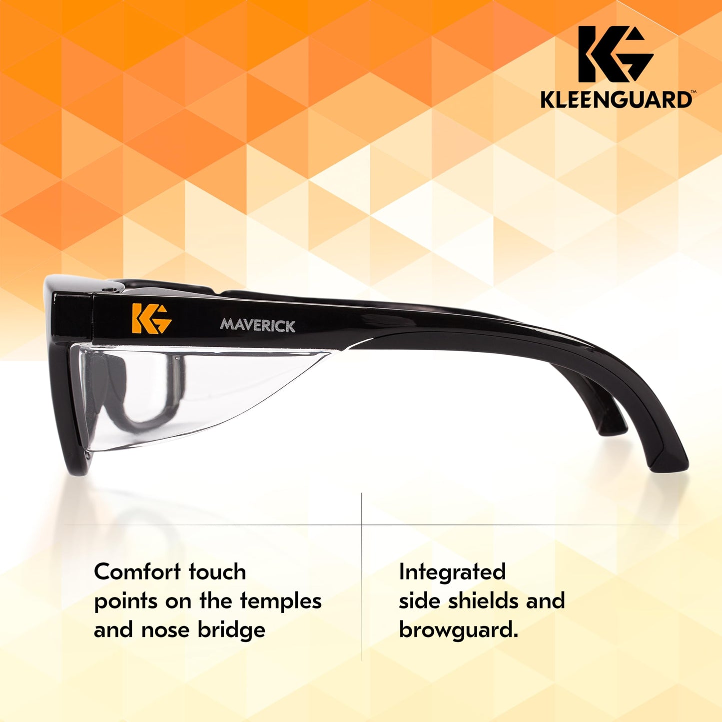 KleenGuard™ V30 Maverick™ Safety Glasses (49309), with KleenVision™ Anti-Fog Coating, Clear Lenses, Black Frame, Unisex for Men and Women (Qty 12)