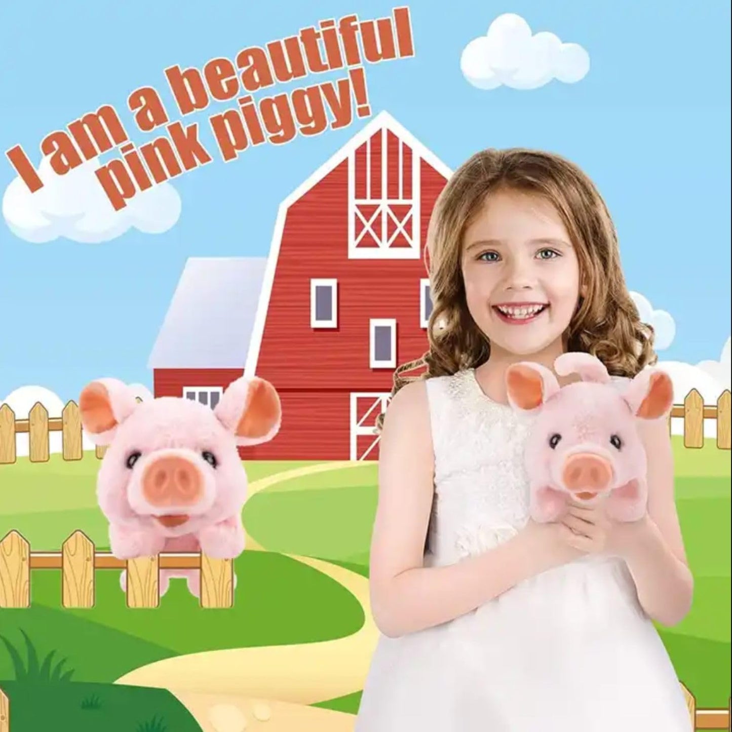 Liberty Imports Plush Pigy Pet Piggy Electronic Toy Piglet - Walking, Wag Tail, Wiggle Nose, Oink Sounds for Kids