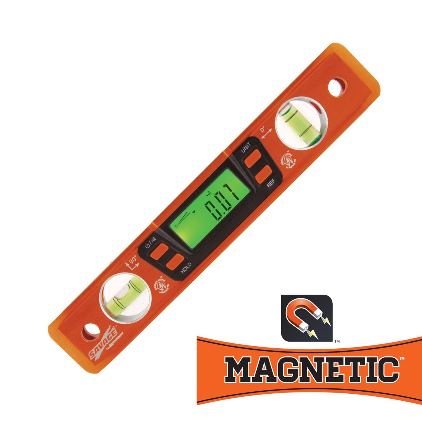 Swanson Tool Co SVT200 9 Inch Savage Digital Magnetic Aluminum Billet Torpedo Level,Orange