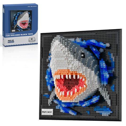 BNG Shark Wall Art Building Blocks for Adult,Animals Model Kit for Wall Decor or Table Display,Creative Toy Gift for Teens 14+,Not Compatible with (2166 PCS)
