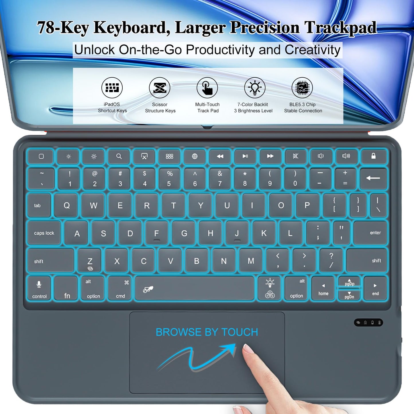 iPad Air 11 inch Case with Keyboard (M3 M2 2025 2024),Pro 11,iPad A16 11th/10th,Flex Magnetic Detachable Keyboard with Trackpad,Backlit Keys,Adjustable Stand,Slim for Air 5th/4th Gen 10.9 inch (Gray)