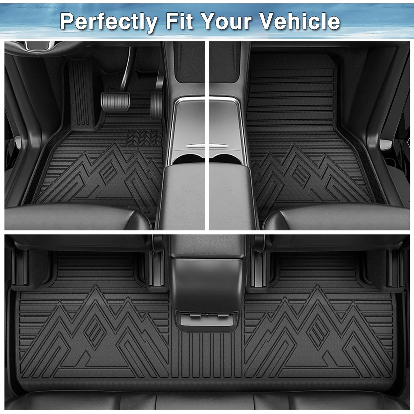 Mixsuper Floor Mats Cargo Liner for Honda Passport 2019-2025, All Weather 2 Row Floor Liners and Trunk Mat Set Black