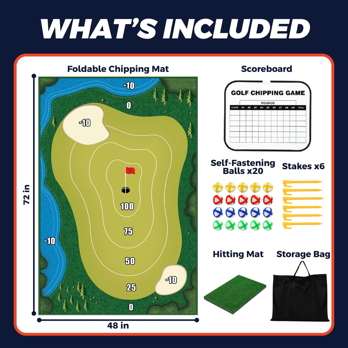 TOY Life Chipping Golf Practice Mats Golf Game Training Mat Indoor Outdoor Games for Adults Family Kids Outdoor Play Equipment Stick Chip Golf Set Backyard Game(Patented)