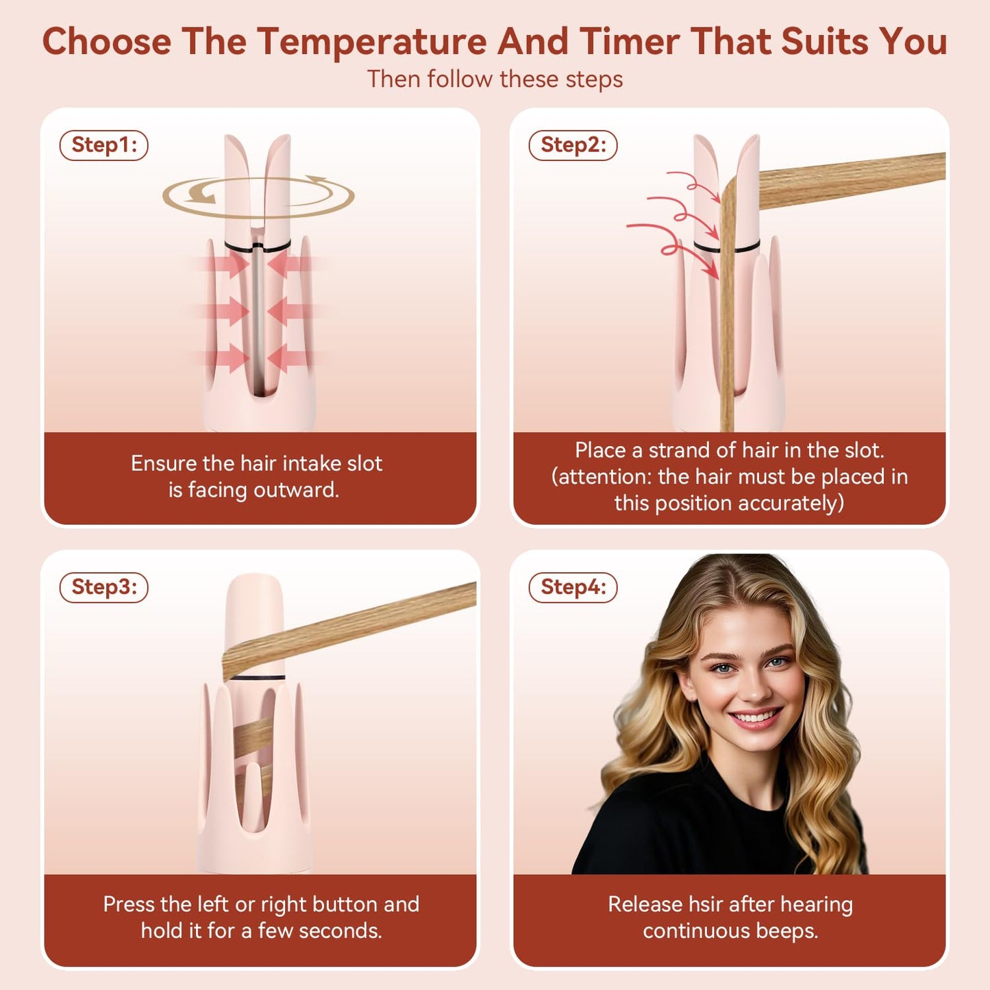 3 in 1 Multifunctional Hot Tool, Automatic Curling Irons with 2 Ceramic Barrel(1", 1.25") & Hair Straightener Brush, Hair Curler & Straightening Comb with 3 Temp & Timer & 300000+ Negative Ions