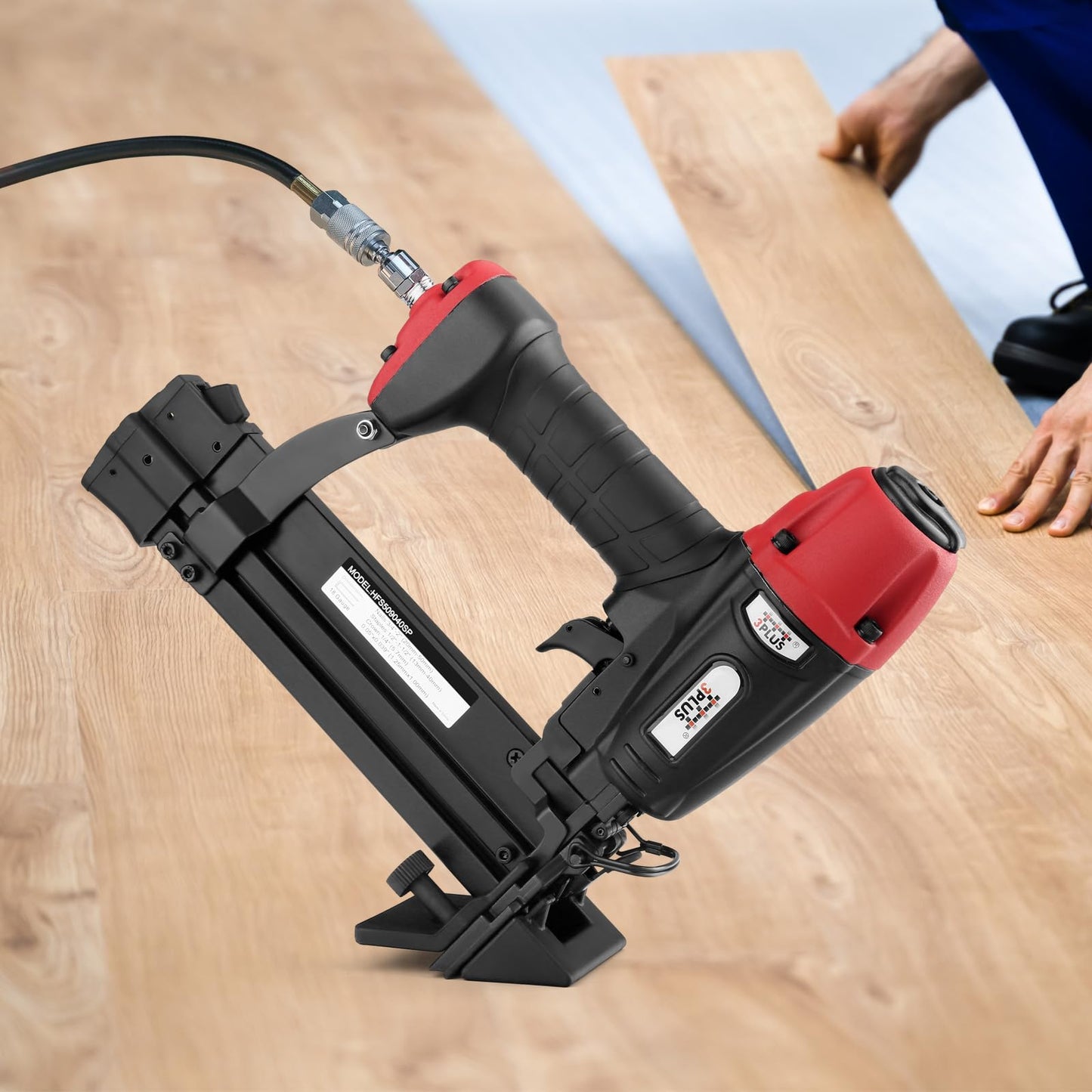 3PLUS HFS509040SP 4-in-1 Pneumatic 18 Gauge Flooring Stapler/Nailer