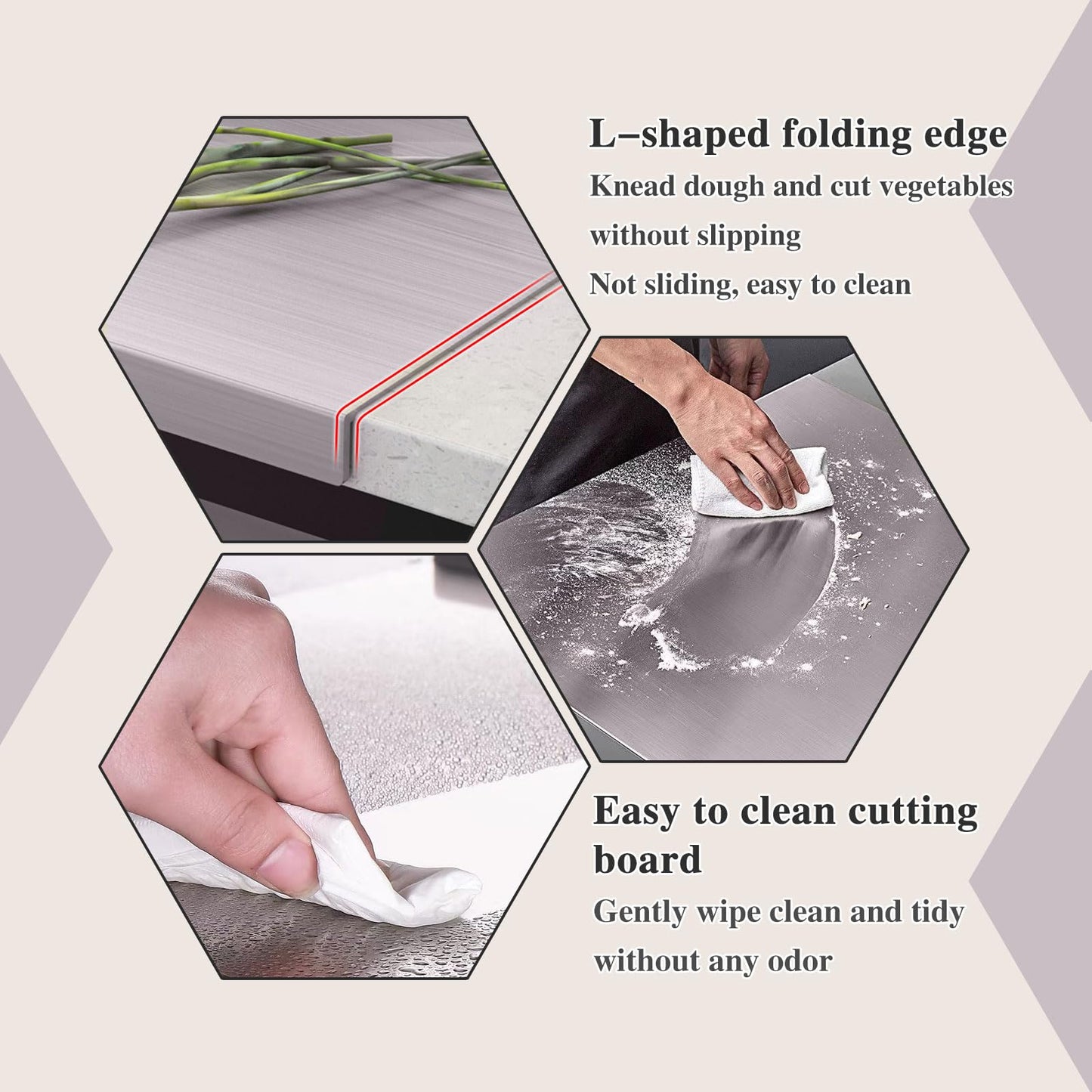 Stainless Steel Kitchen Cutting Board, 304 Stainless Steel, Double-Sided for Separation, Baking and Pizza Making (19.6×23.6×0.06")