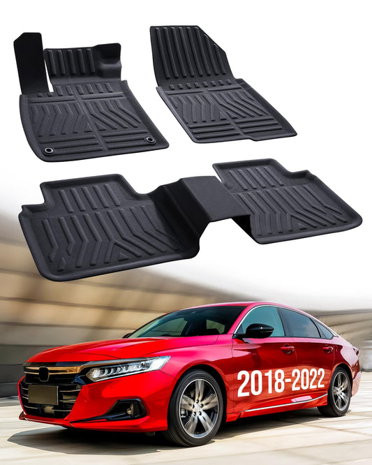 Car Floor Mats for Honda Accord: 2022 2021 2020 2019 2018, All Weather Accessories Rubber Floor Liners Custom Fit for Accord 10th Gen Gas & Hybrid Model Front Rear Carpet 5 Seat Sedan (3PCS, Black)