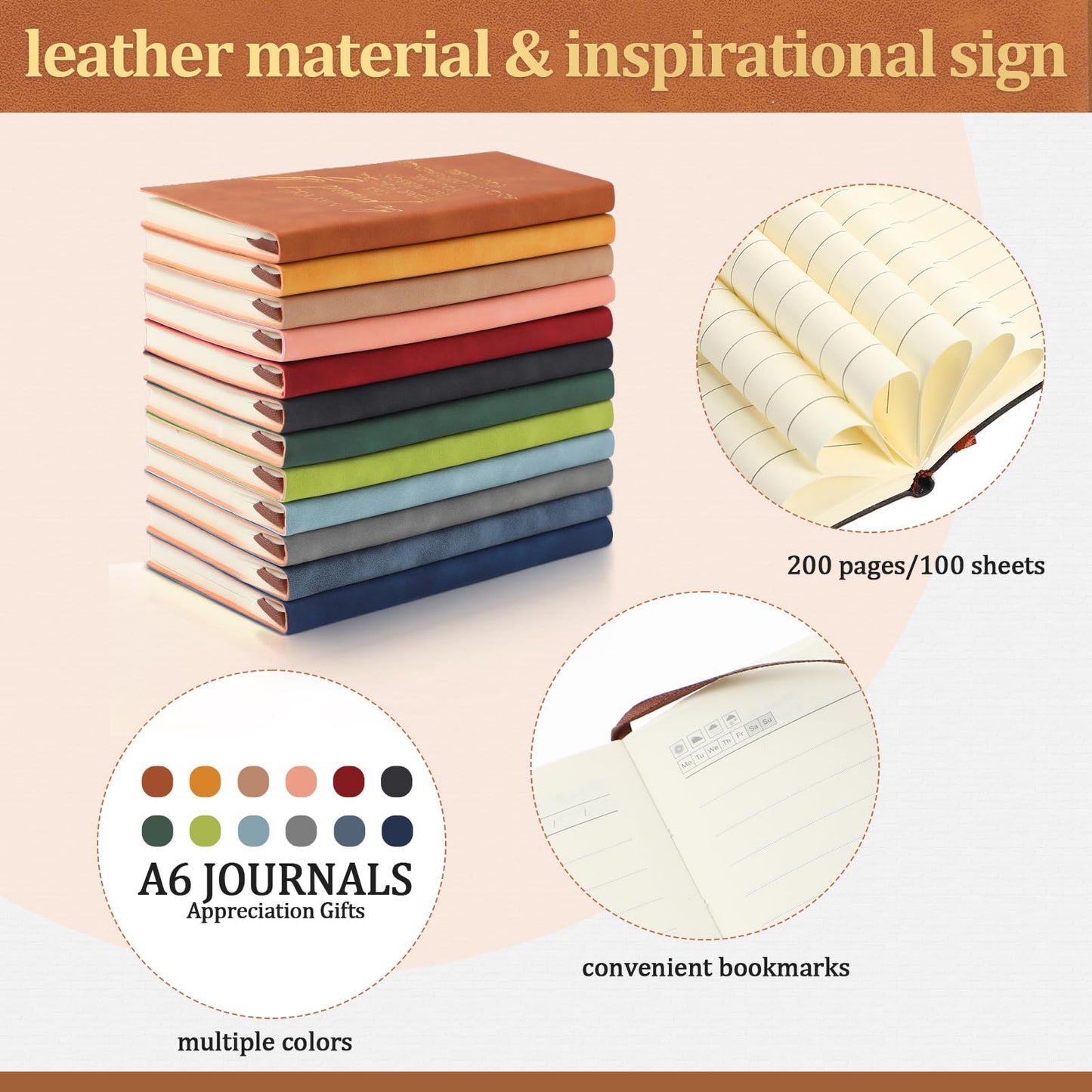 Ctosree 24 Pack Thank You Gifts A6 Leather Journal Bulk May You Be Proud of The Work Sign Appreciation Employee Gifts Notebook Small Notepad Inspirational Gift for Employee Women Men Coworker Office