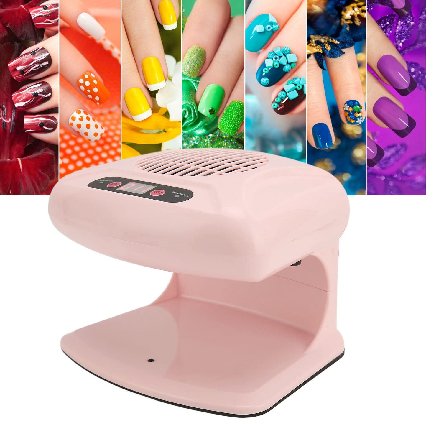 Air Nail Dryer, Nail Fan Blower Dryer Machine with Automatic Induction Sensor Cold Hot Air 300W High Power Nail Polish Dryer Drying Fan for Home and Salon Use, 5.7 x 6.1 x 7.3in