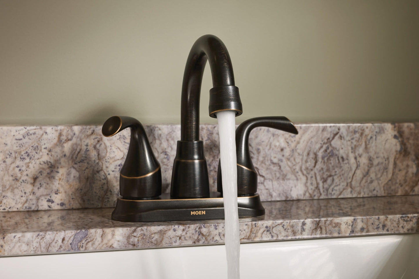 Moen Idora Mediterranean Bronze Two-Handle Centerset Bathroom Sink Faucet with Drain Assembly, 84115BRB