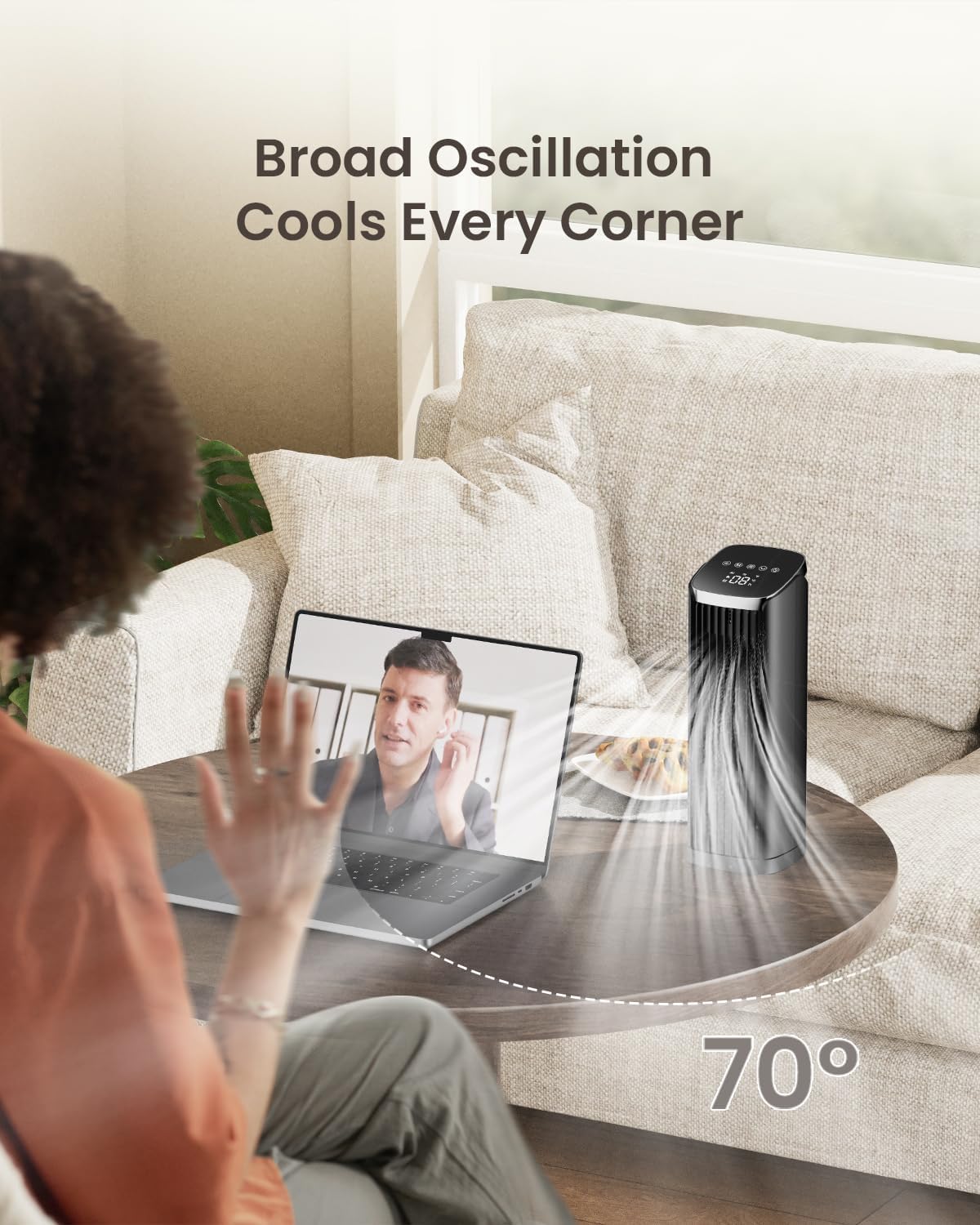 PNTCK Fan for Bedroom, 13" Table Fan with Remote, Oscillating Strong Airflow, 4 Speeds, 4 Modes & 12H Timer