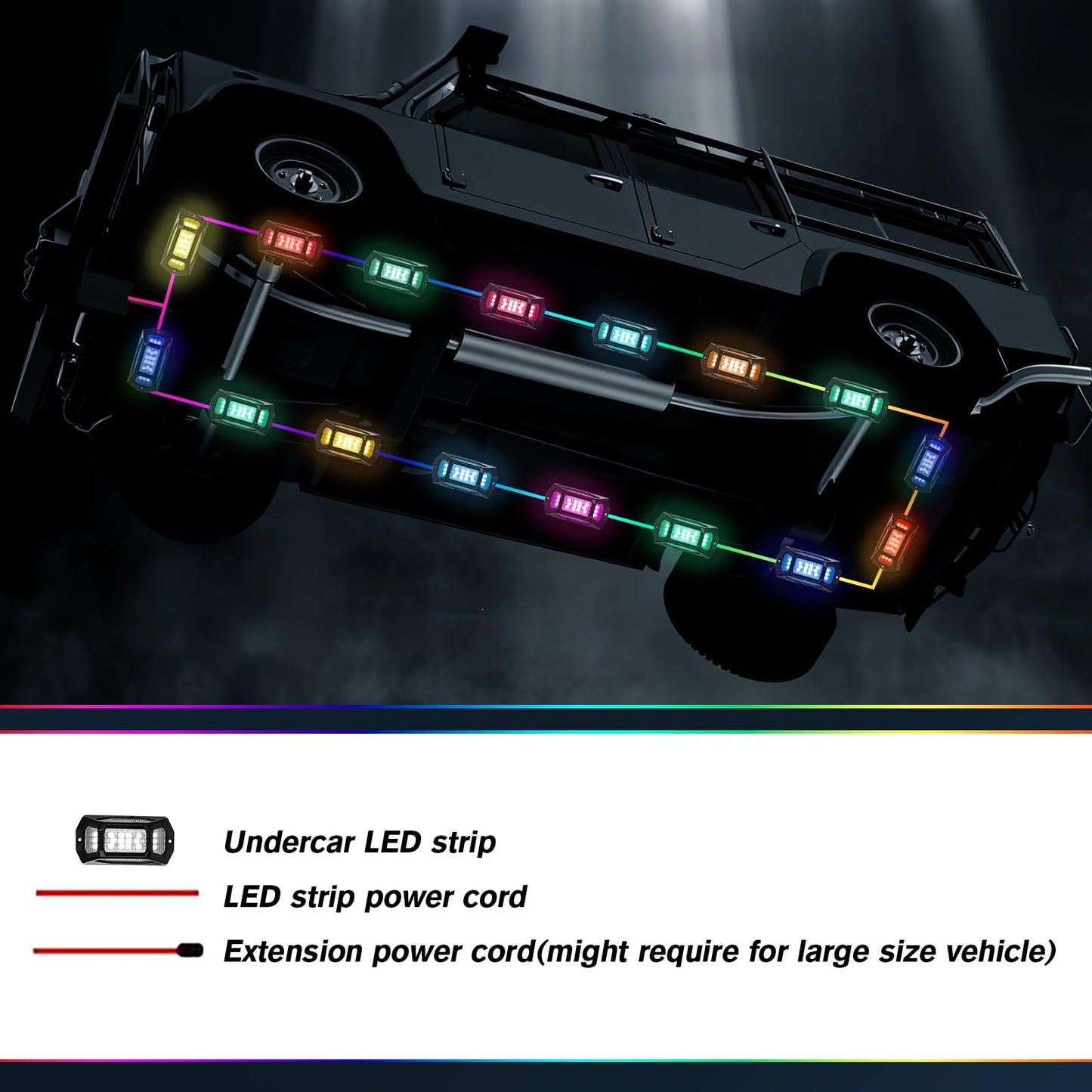 16 Pods 5-Sided RGB Rock Lights for Trucks Cars - IP67 Waterproof Exterior Underglow Neon Kit, Music Sync APP + RF Remotel, Easy No-Drill Install, Universal Fit for SUVs/Off-Road/Daily Use