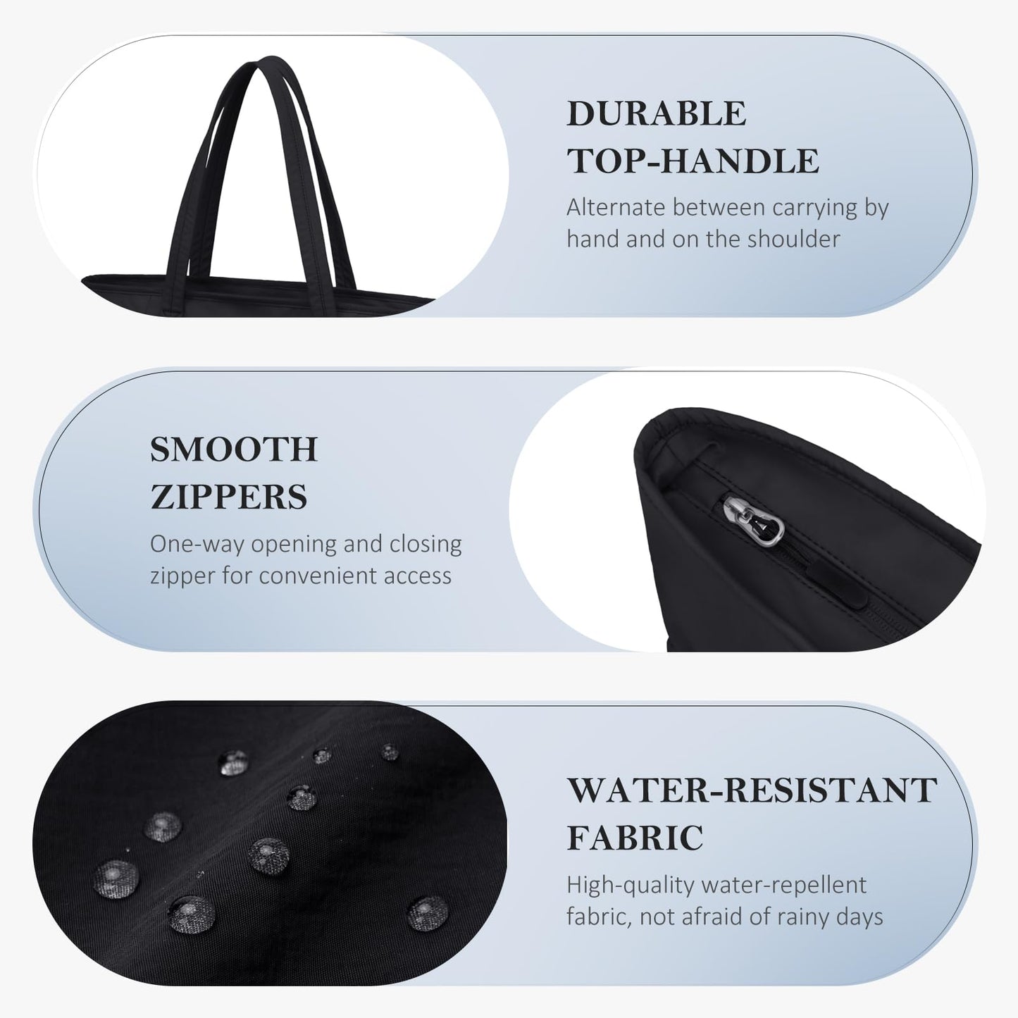 GOLF QUALITY Tote Bag for Women, Work Bags with Zipper Computer Laptop Handbag with Compartments for Travel, Daily,Fit 14Inch,Black