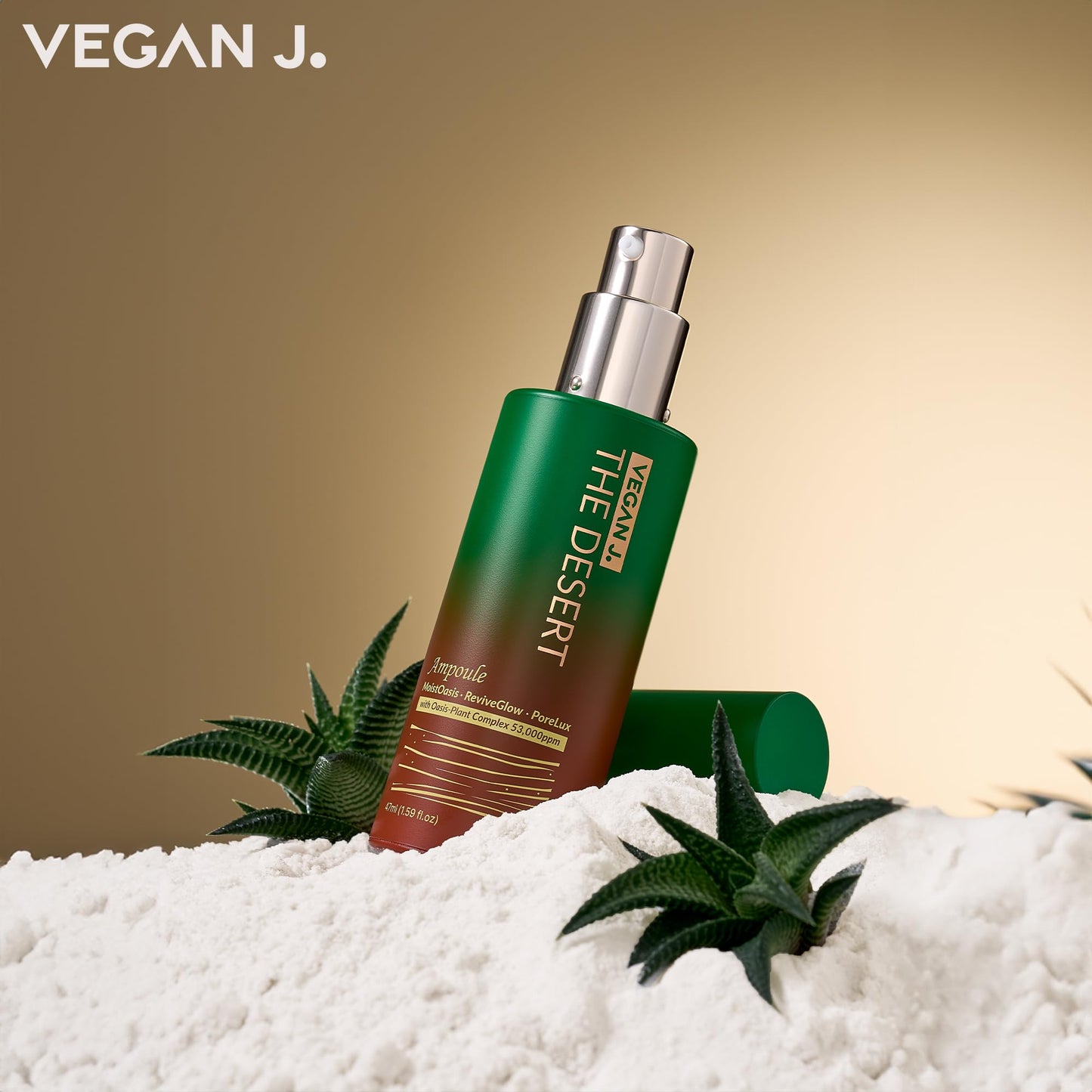 Vegan J. The Desert Ampoule | Intensive Hydration with MoistOasis | 53,000ppm Oasis-Plant Complex | Korean Skincare | Kbeauty | Vegan (47ml)