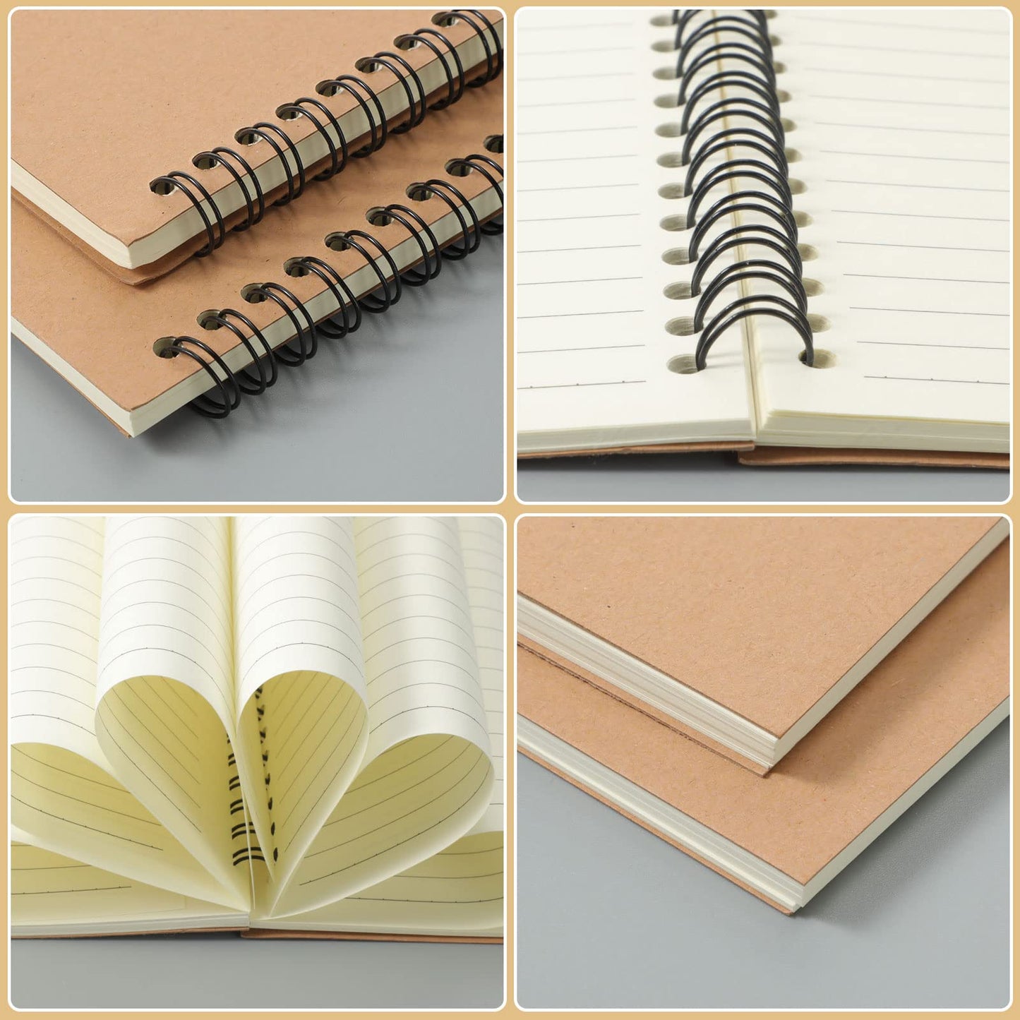 Epakh 22 Pack A5 Spiral Notebook with Kraft Cover, Back to School Hardcover Spiral Journal Notebook 5.5 x 8.3 Inch, First Day of School Travel Journal Notepad, 50 Sheets 100 Pages(Brown,Lined)