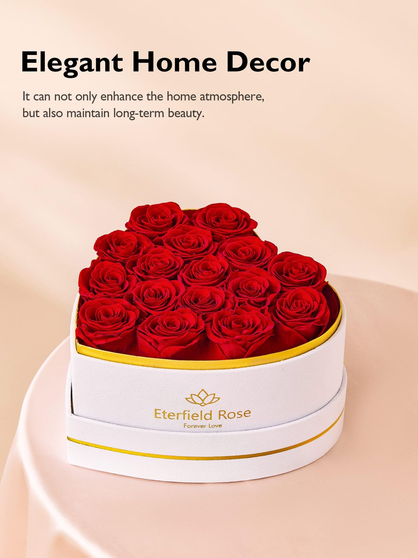 Eterfield 16 Forever Flowers in Heart Shape Box, Preserved Roses That Last a Year Preserved Flowers Birthday Gifts for Her Mom Women Wife Anniversary Valentines Day Mothers Day Christmas, Red