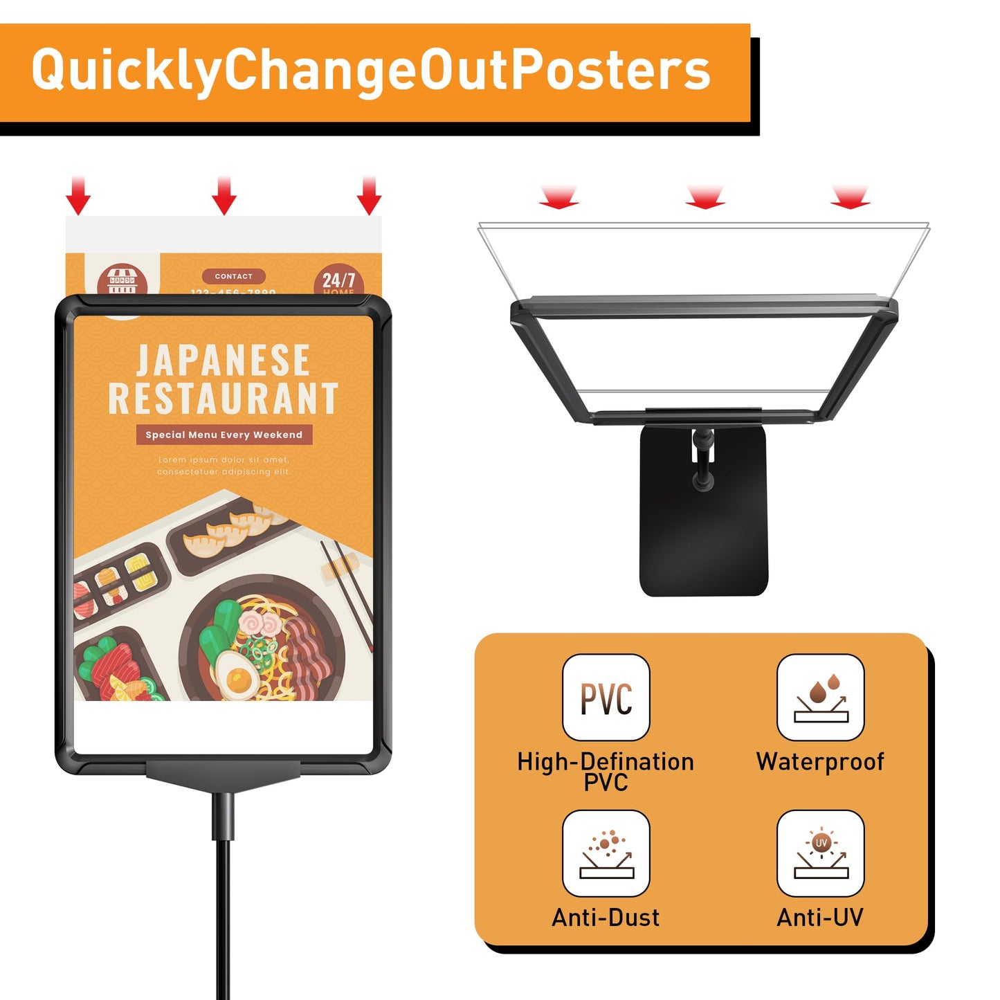 RANDUN Sign Holder Stand 8.5x11 inch Sign Stand Holder for Table Sign Stands for Display Advertising Menu Tabletop - Poster Sign Stand Adjustable Floor Standing Sign Holder - 4 Pack