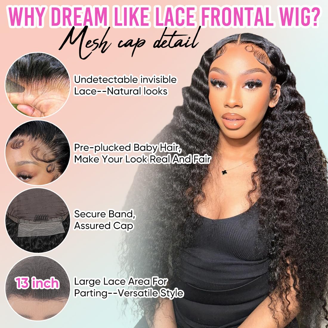 30 Inch Deep Wave Lace Front Wigs Human Hair 13x4 HD Human Hair Lace Front Wigs for Women Glueless Frontal Wigs Human Hair Pre Plucked with Baby Hair 180 Density Deep Human Hair Wig