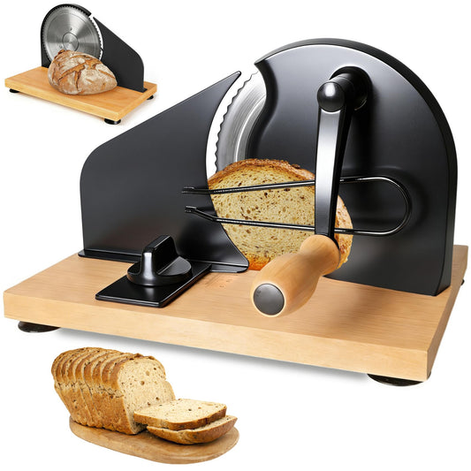 Bread Slicer for Homemade Sourdough Bread,Manual Slicer Making Tools,Adjustable Thickness Knive Cutter with Hand Crank for Sandwich with Scale Line Suction Base,Sharp Stainless Steel Blade (Black)