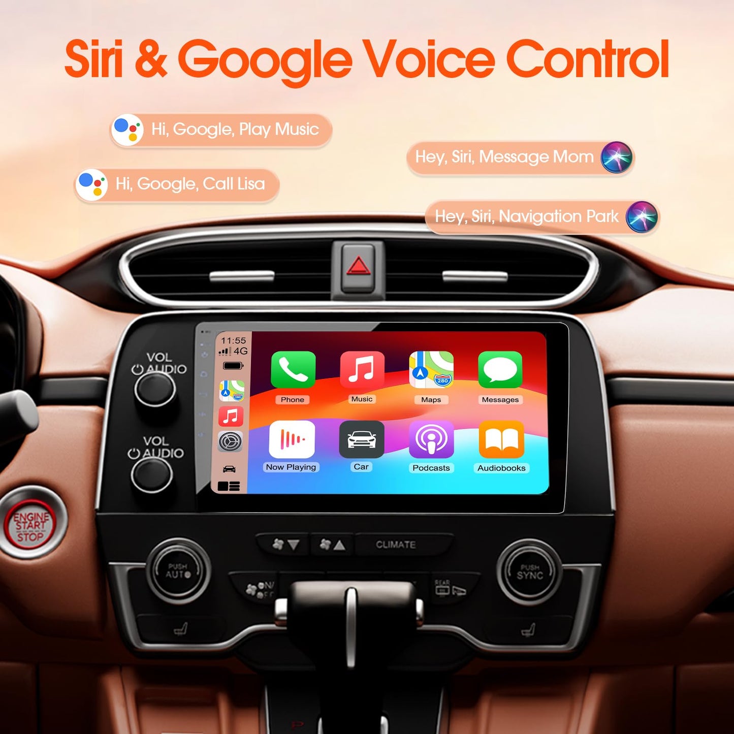 Haudio Double Din Car Stereo, 10.1" HD Touchscreen with Wireless Apple Carplay & Android Auto, Mirror Link, Bluetooth 5.4, SWC, Subwoofer, 5.1 CHN, Backup Camera, 4+64GB, FM/AM Car Radio Receiver